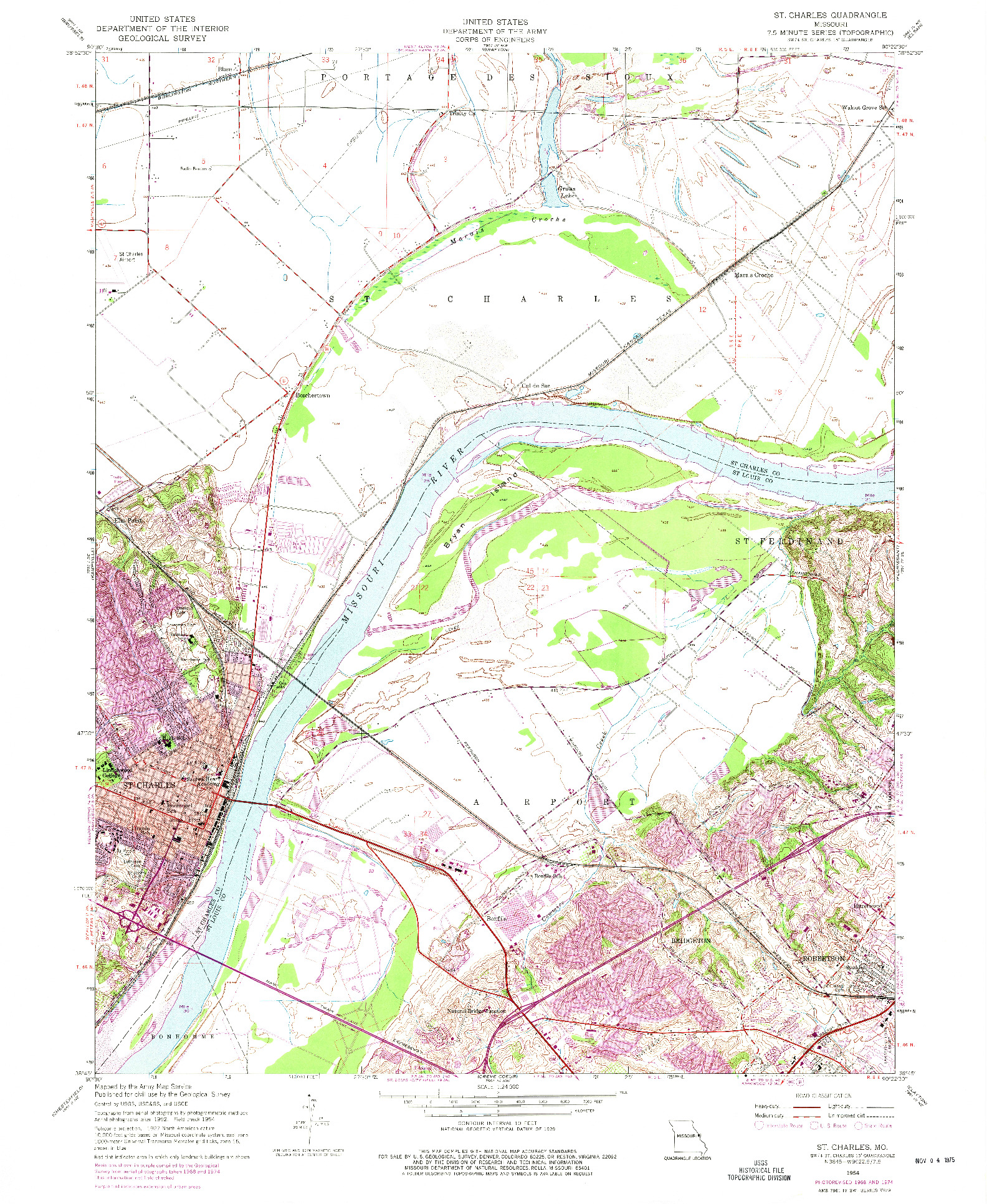 USGS 1:24000-SCALE QUADRANGLE FOR ST. CHARLES, MO 1954