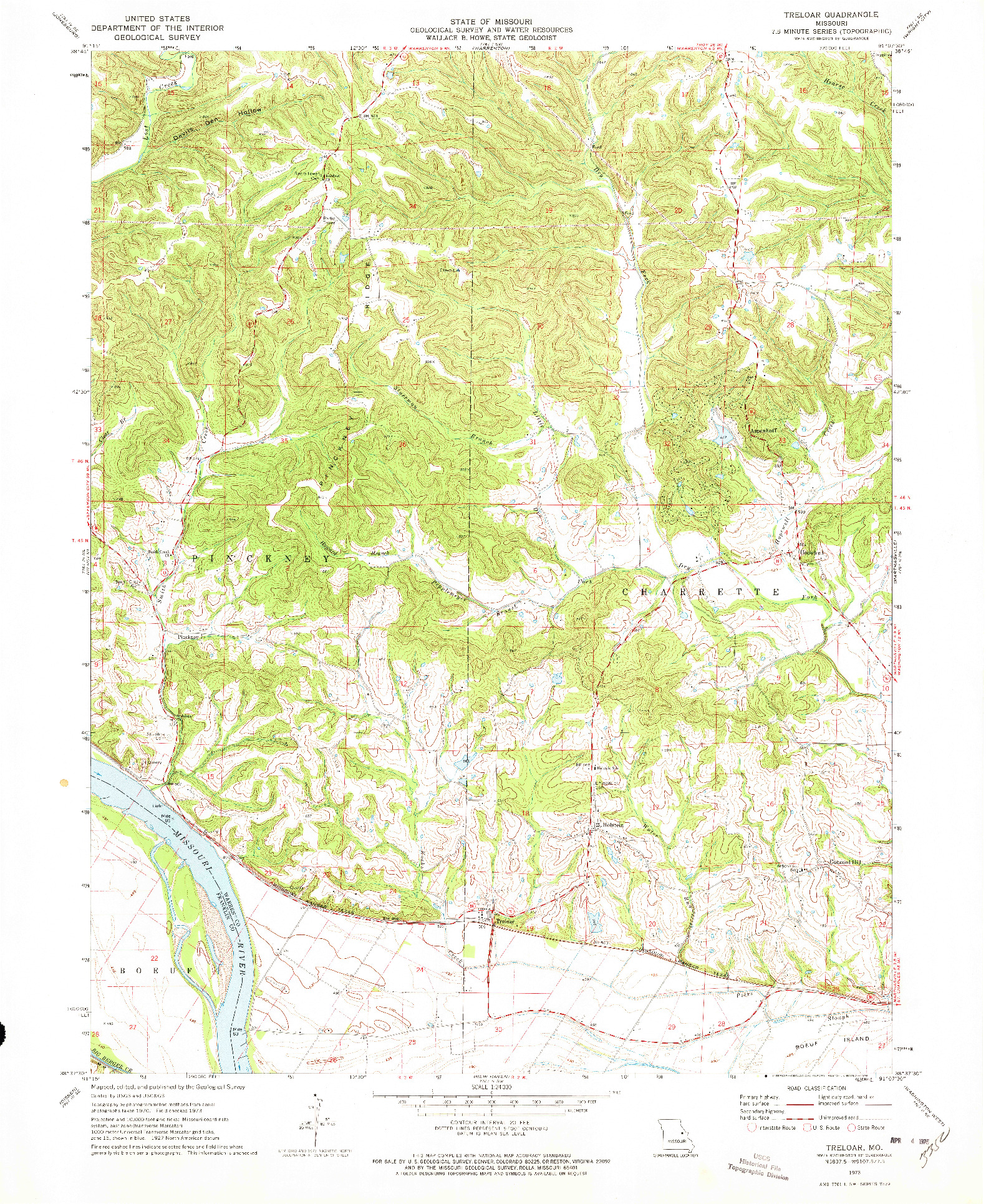 USGS 1:24000-SCALE QUADRANGLE FOR TRELOAR, MO 1973