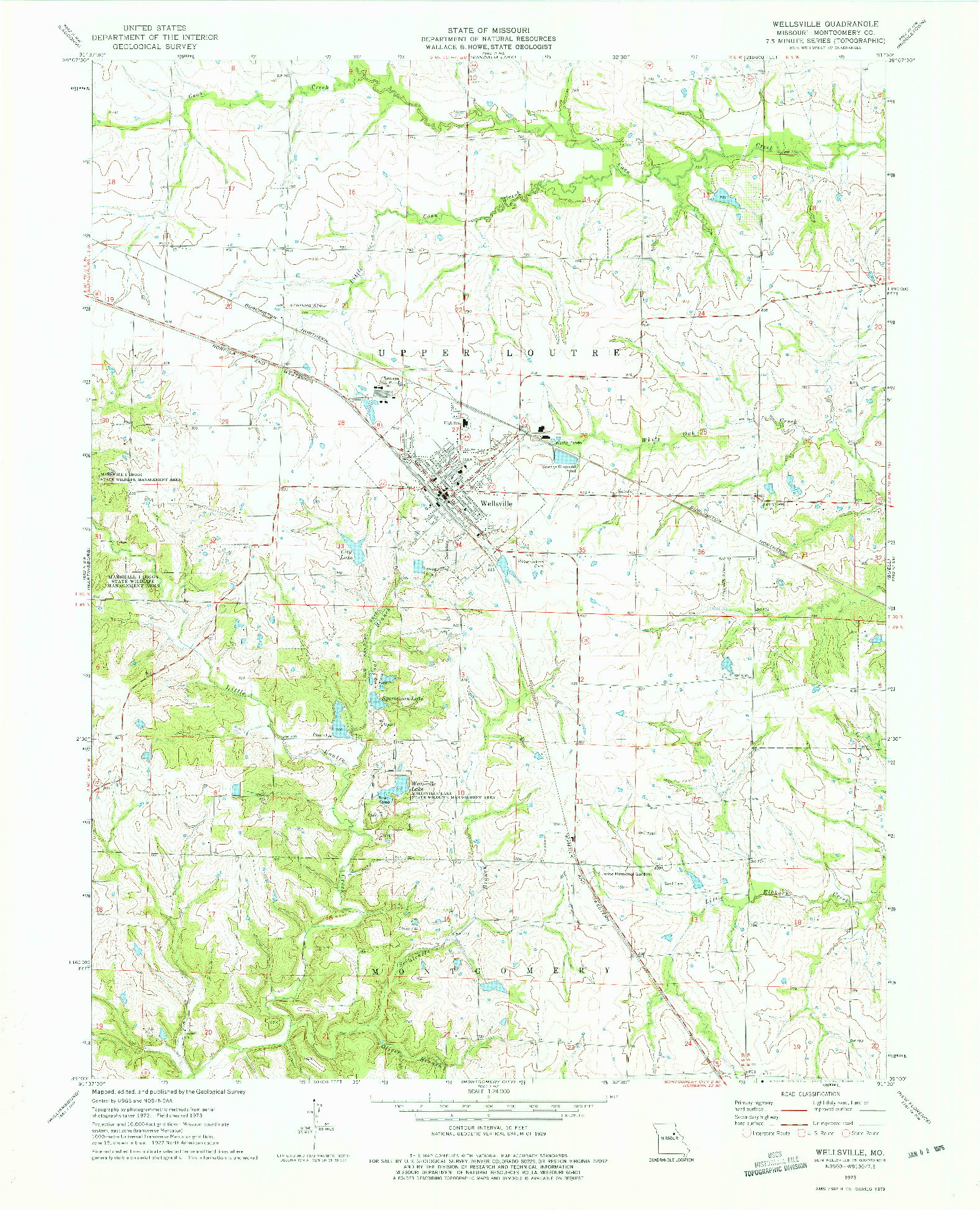 USGS 1:24000-SCALE QUADRANGLE FOR WELLSVILLE, MO 1973