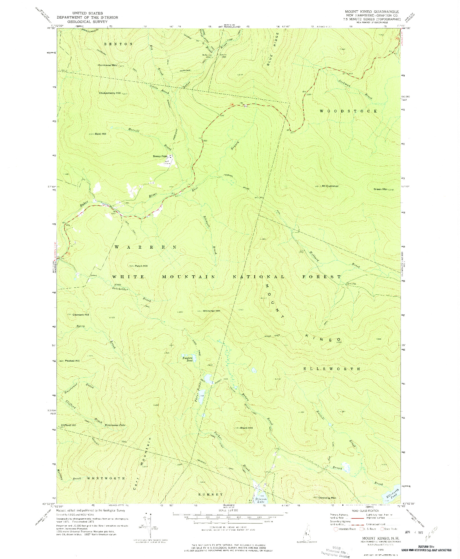 USGS 1:24000-SCALE QUADRANGLE FOR MOUNT KINEO, NH 1973