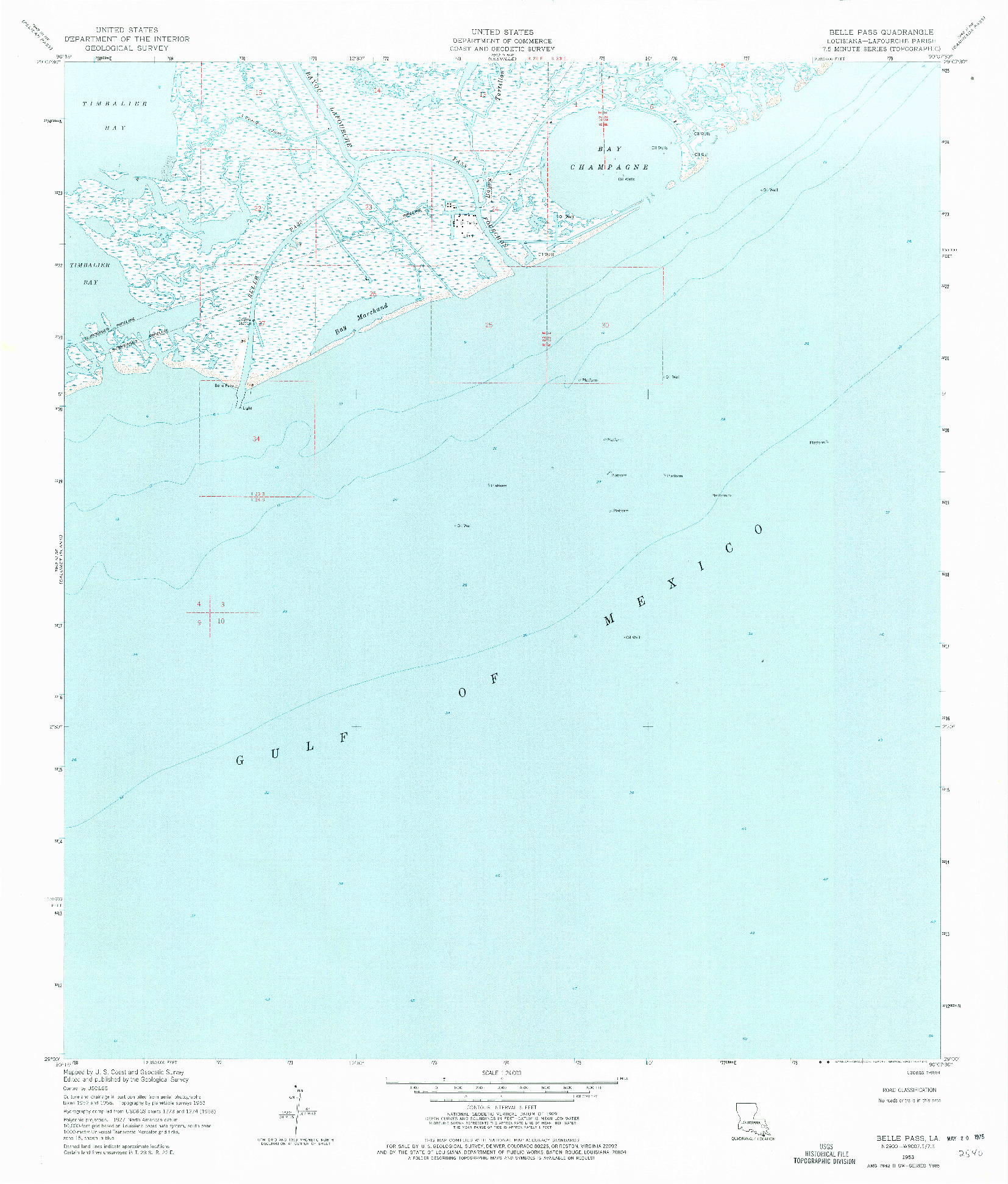 USGS 1:24000-SCALE QUADRANGLE FOR BELLE PASS, LA 1953