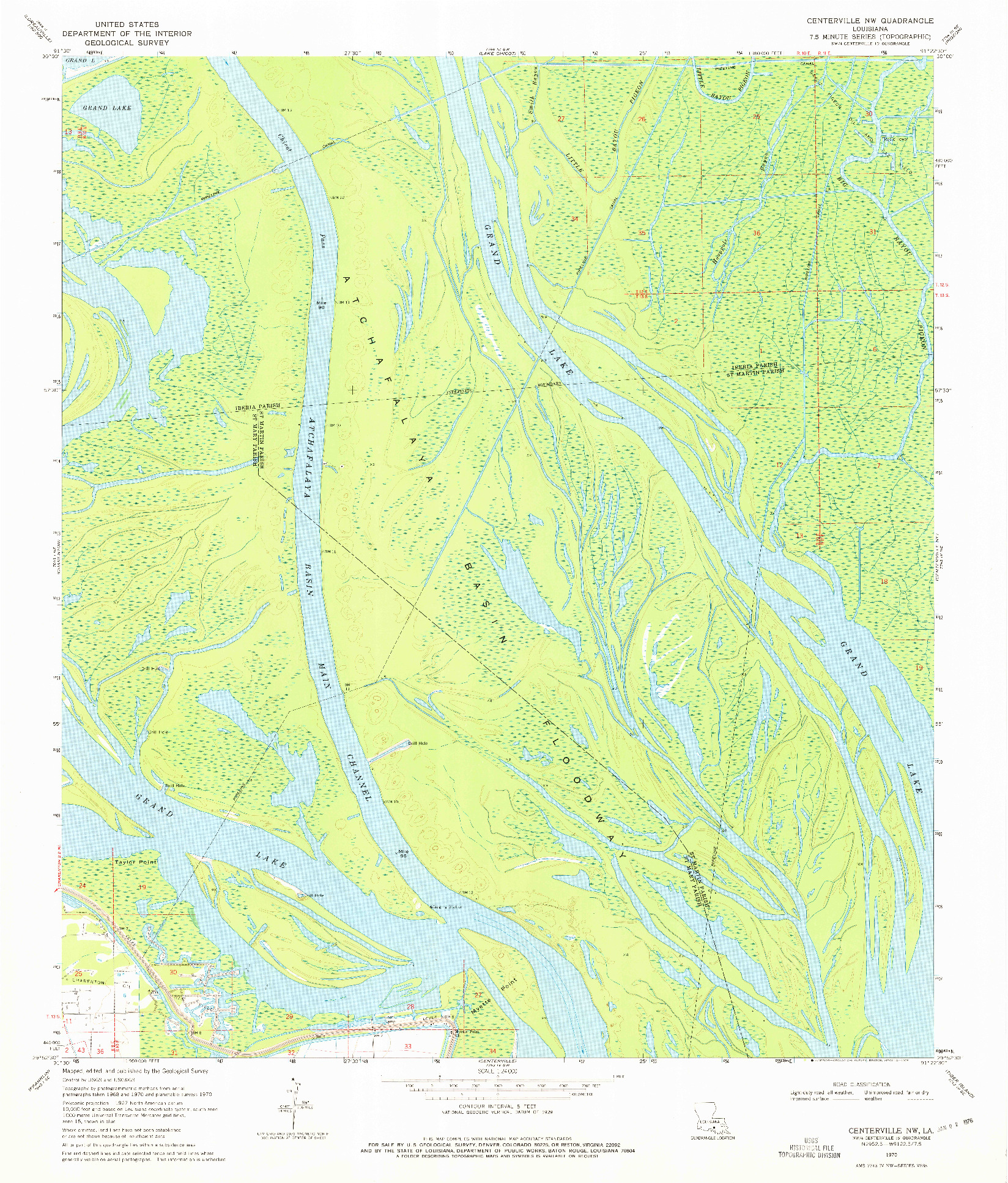 USGS 1:24000-SCALE QUADRANGLE FOR CENTERVILLE NW, LA 1970