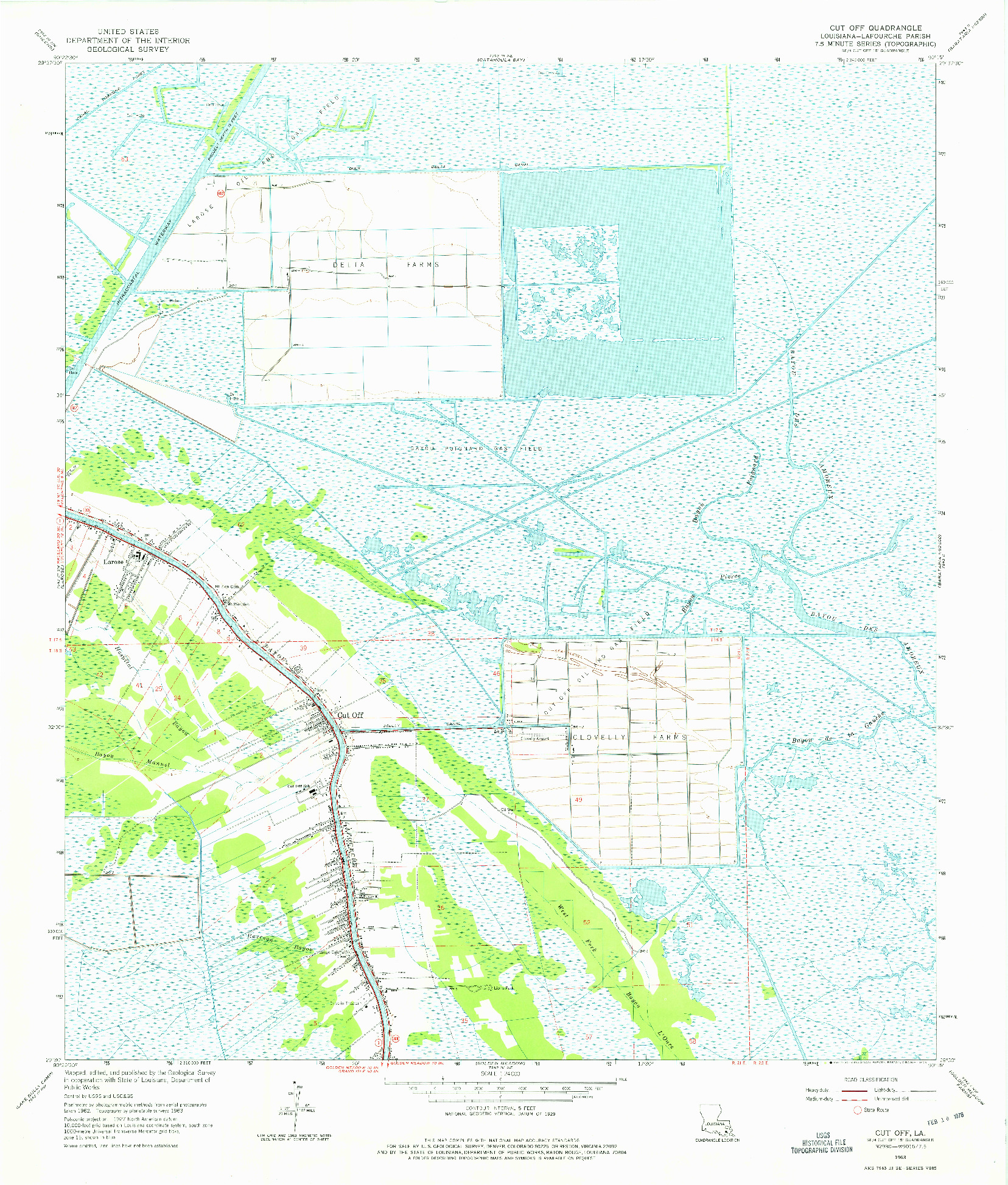 USGS 1:24000-SCALE QUADRANGLE FOR CUT OFF, LA 1963