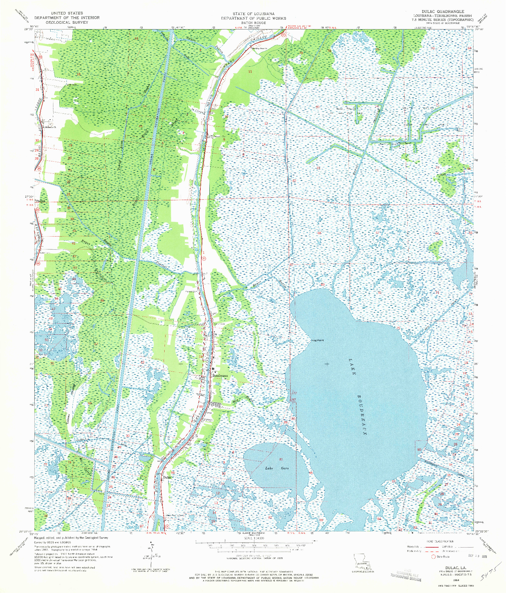 USGS 1:24000-SCALE QUADRANGLE FOR DULAC, LA 1964