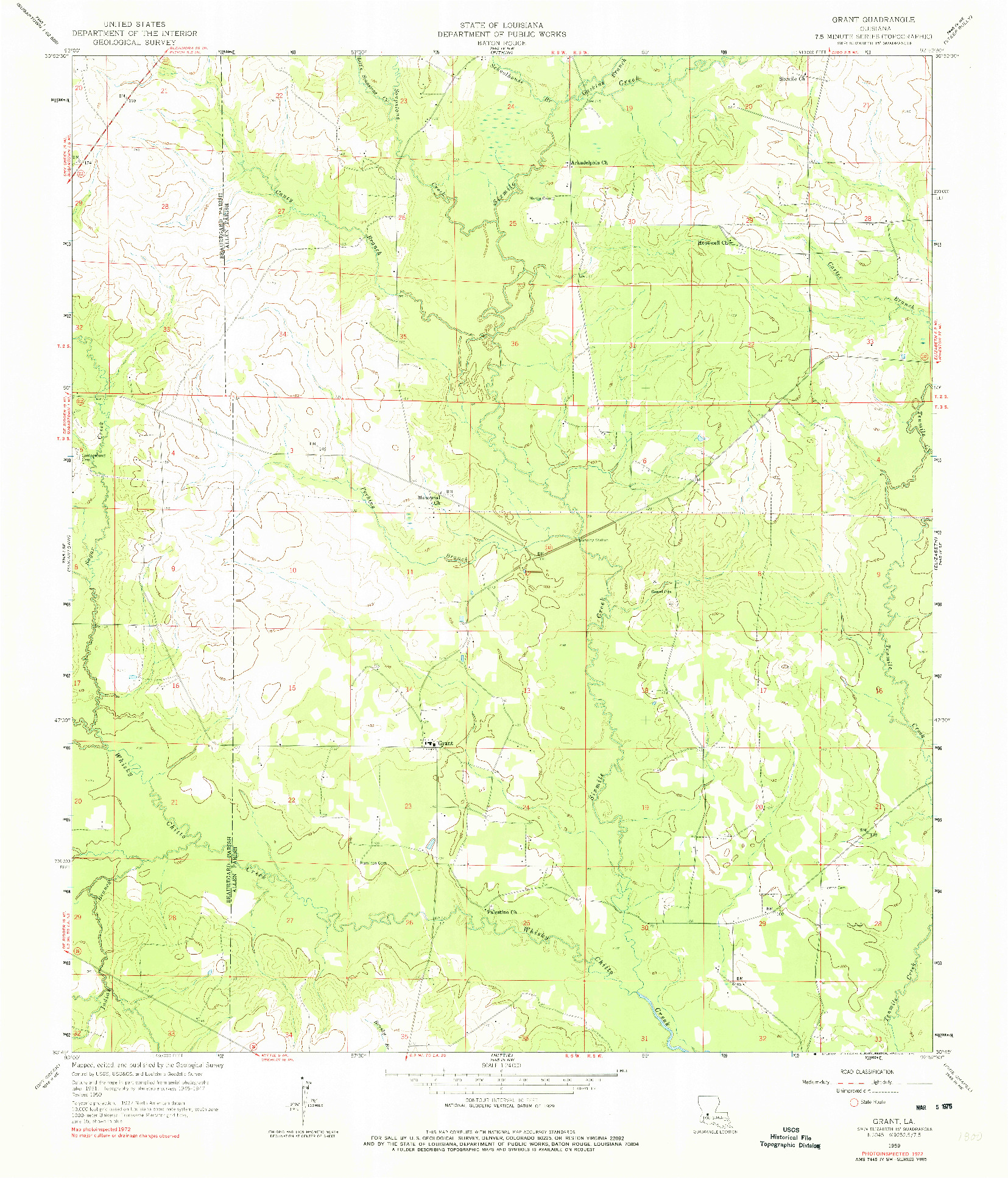 USGS 1:24000-SCALE QUADRANGLE FOR GRANT, LA 1959