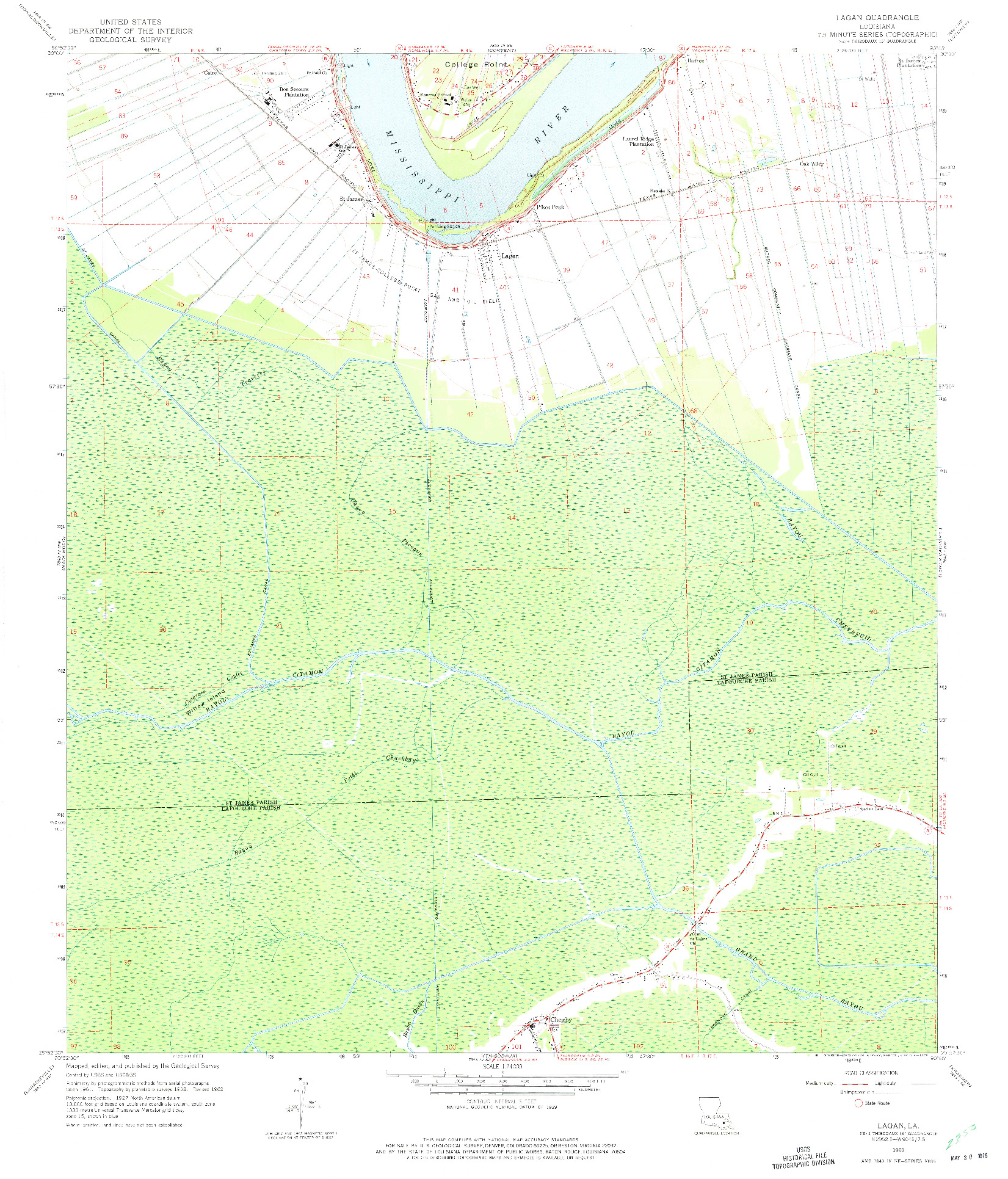 USGS 1:24000-SCALE QUADRANGLE FOR LAGAN, LA 1962