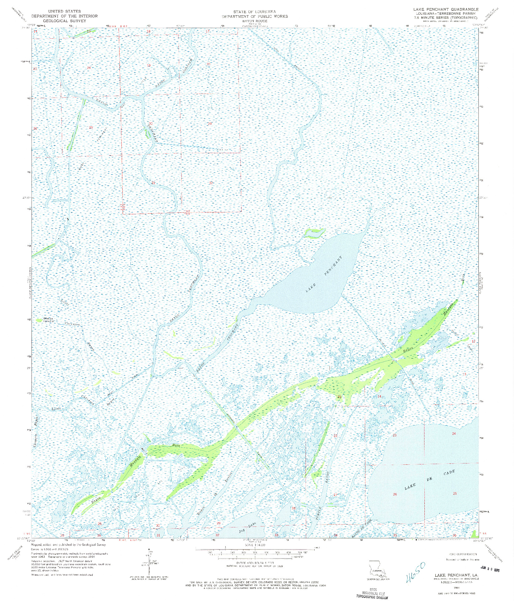 USGS 1:24000-SCALE QUADRANGLE FOR LAKE PENCHANT, LA 1964