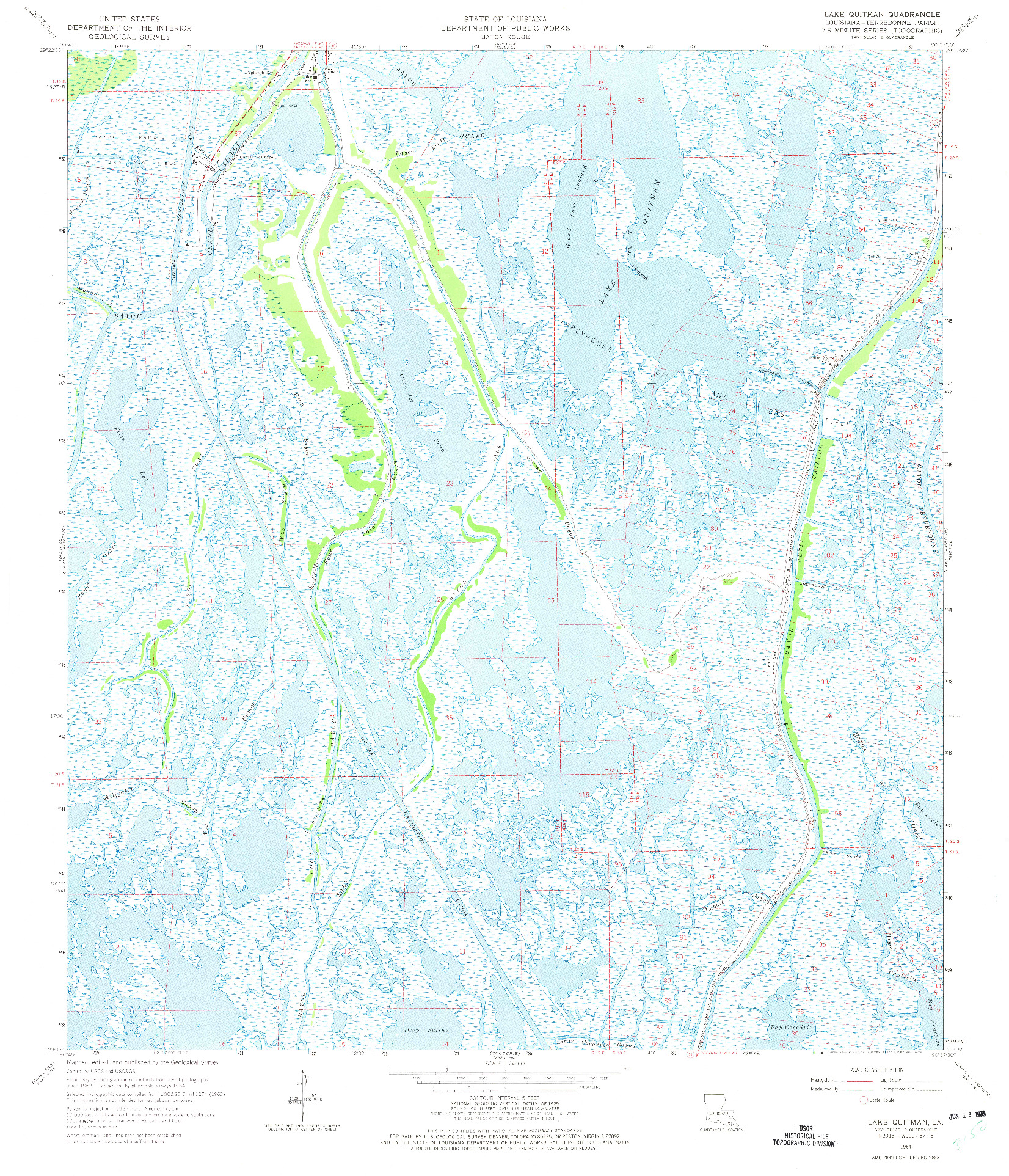 USGS 1:24000-SCALE QUADRANGLE FOR LAKE QUITMAN, LA 1964