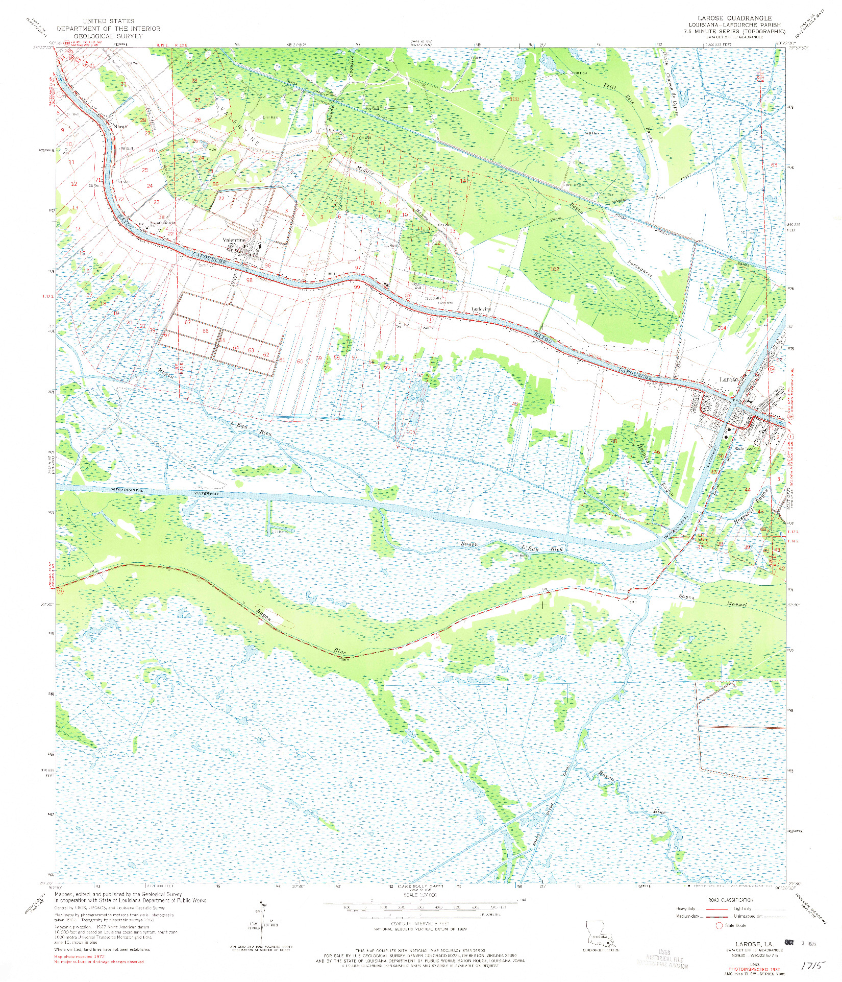 USGS 1:24000-SCALE QUADRANGLE FOR LAROSE, LA 1963