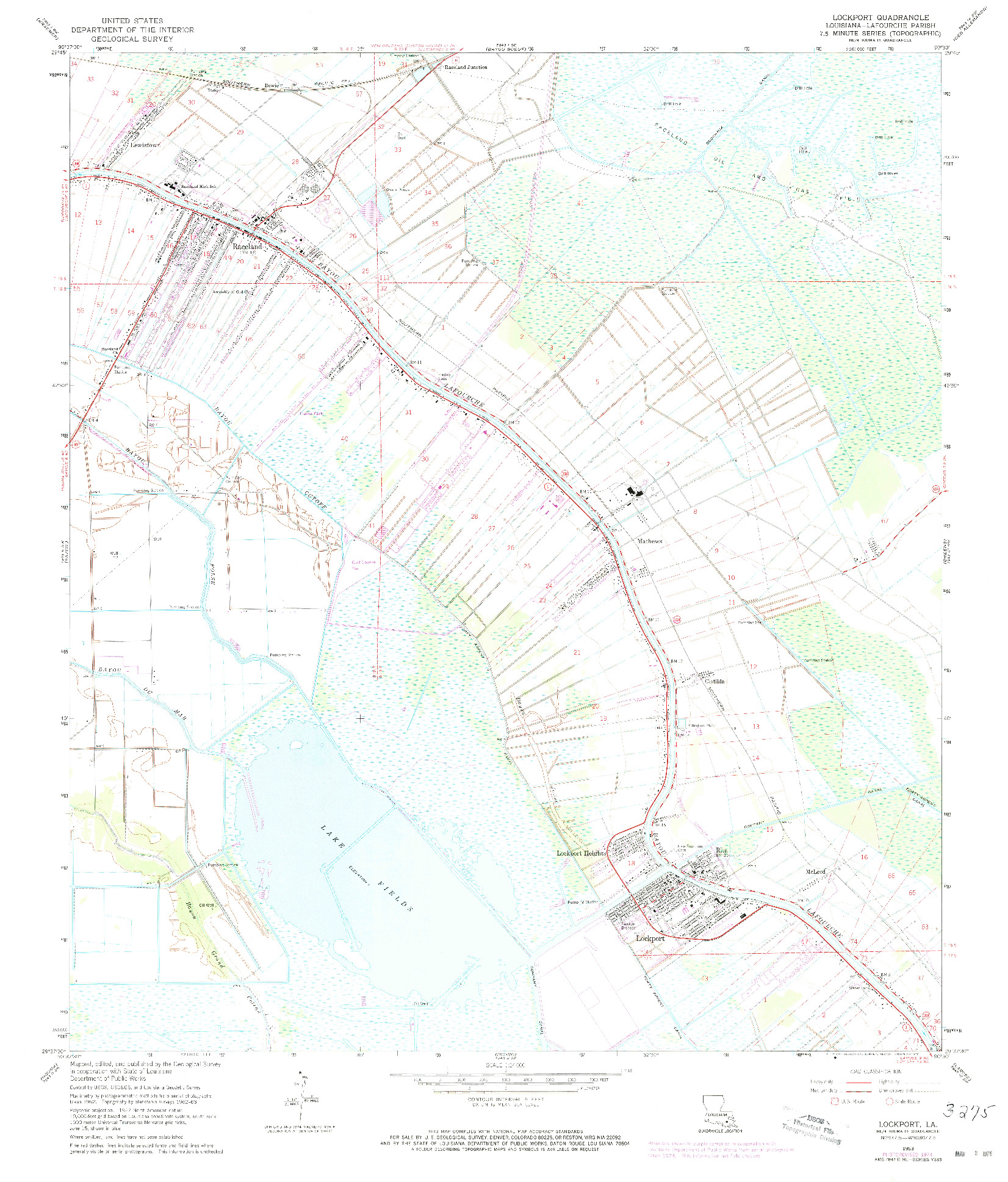 USGS 1:24000-SCALE QUADRANGLE FOR LOCKPORT, LA 1963