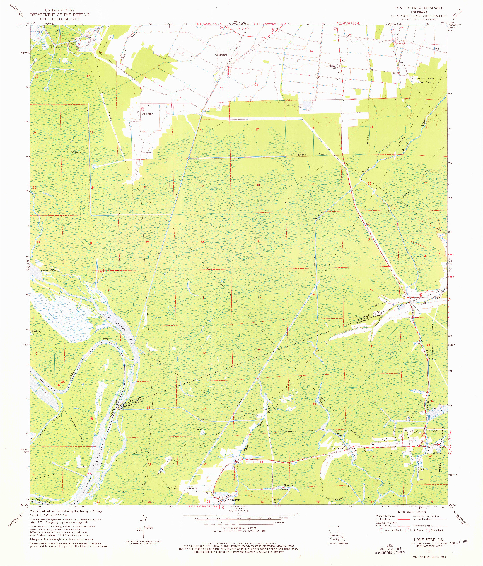 USGS 1:24000-SCALE QUADRANGLE FOR LONE STAR, LA 1974