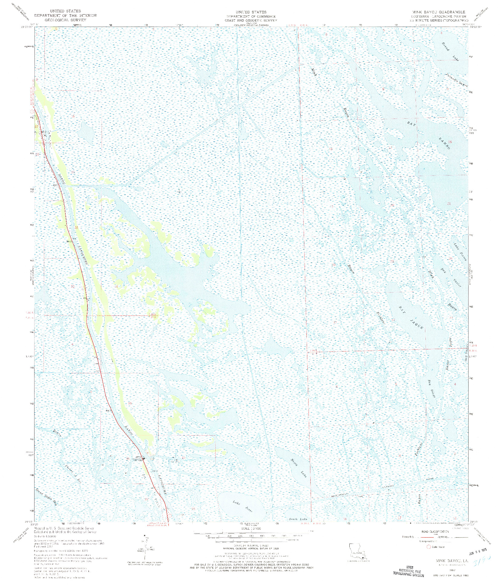 USGS 1:24000-SCALE QUADRANGLE FOR MINK BAYOU, LA 1957