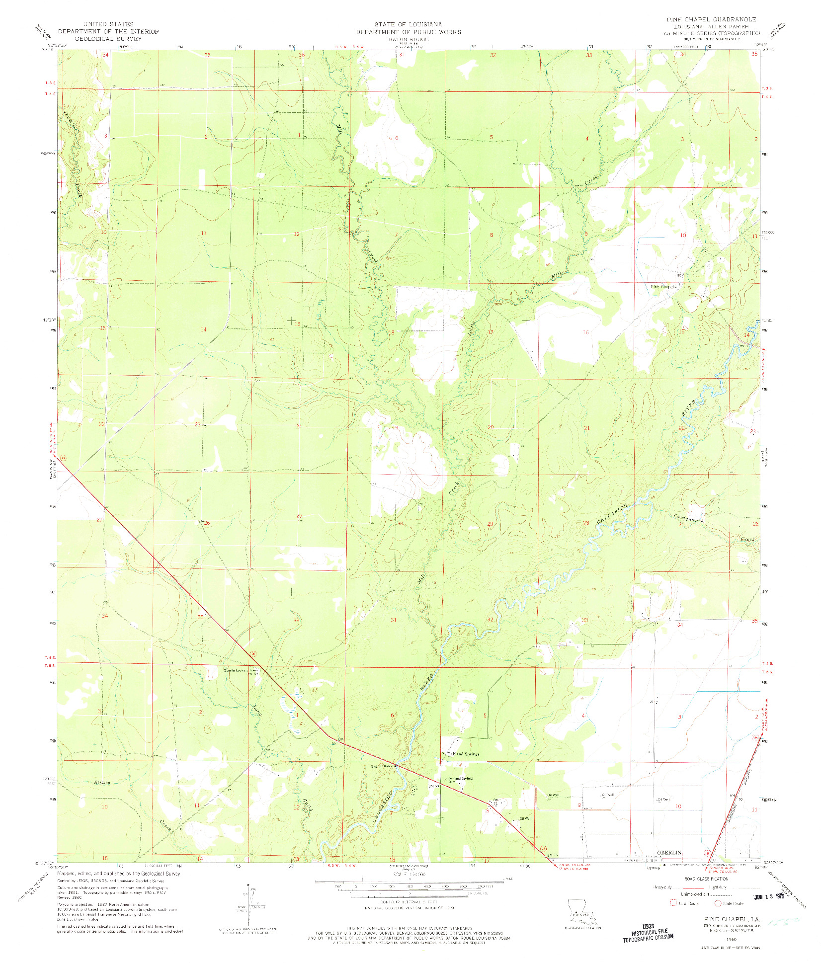 USGS 1:24000-SCALE QUADRANGLE FOR PINE CHAPEL, LA 1960