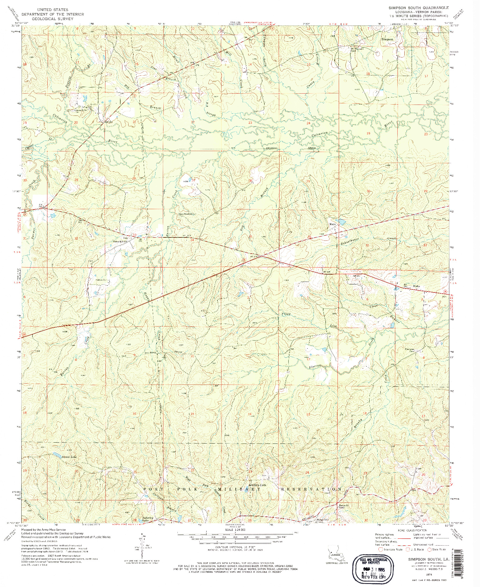 USGS 1:24000-SCALE QUADRANGLE FOR SIMPSON SOUTH, LA 1974