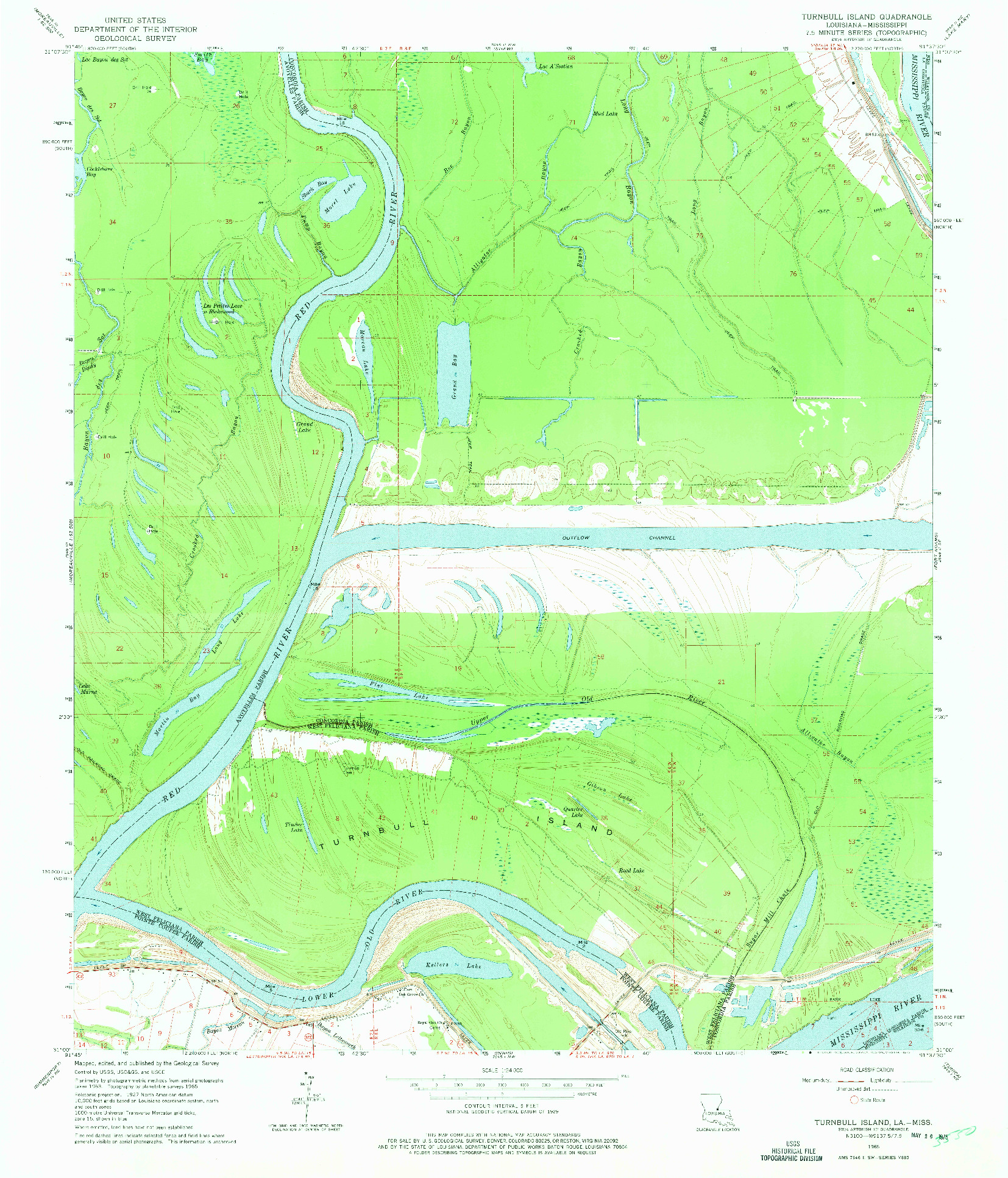 USGS 1:24000-SCALE QUADRANGLE FOR TURNBULL ISLAND, LA 1965