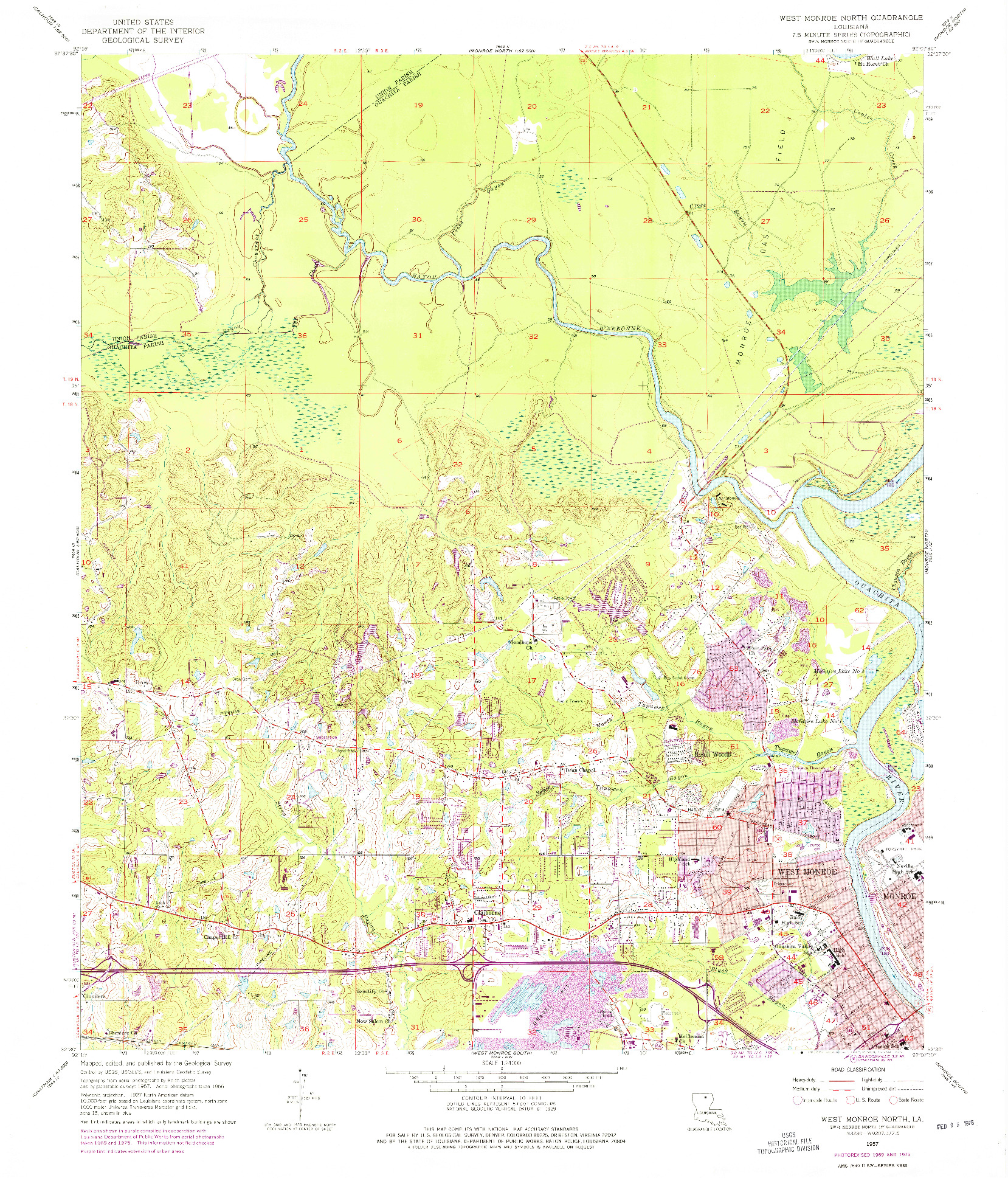 USGS 1:24000-SCALE QUADRANGLE FOR WEST MONROE NORTH, LA 1957