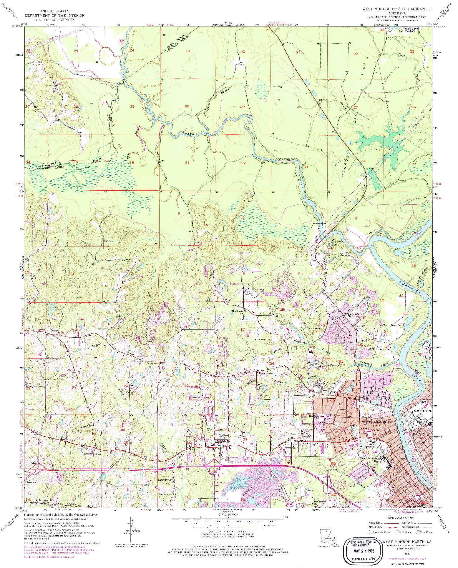 USGS 1:24000-SCALE QUADRANGLE FOR WEST MONROE NORTH, LA 1957