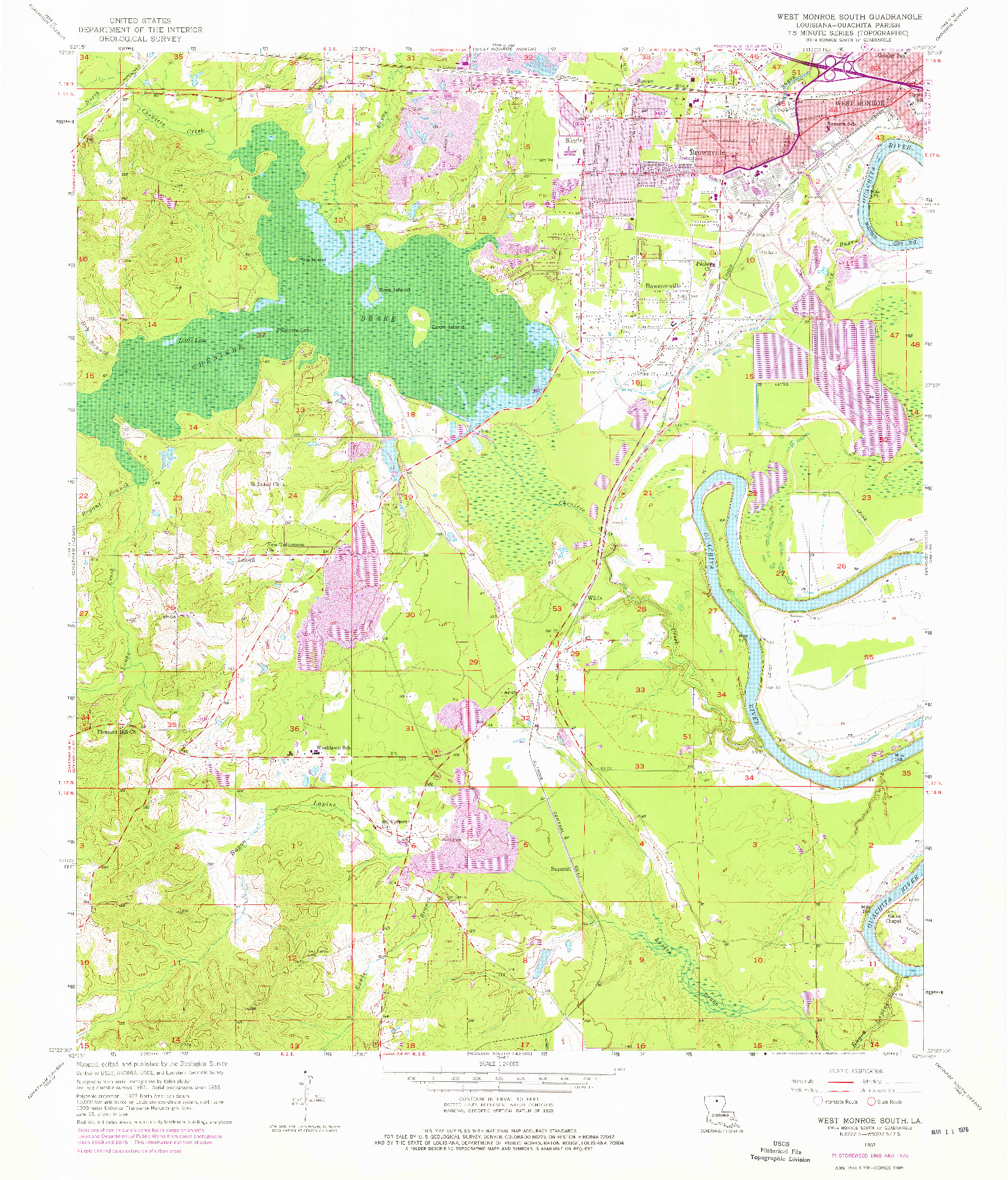 USGS 1:24000-SCALE QUADRANGLE FOR WEST MONROE SOUTH, LA 1957