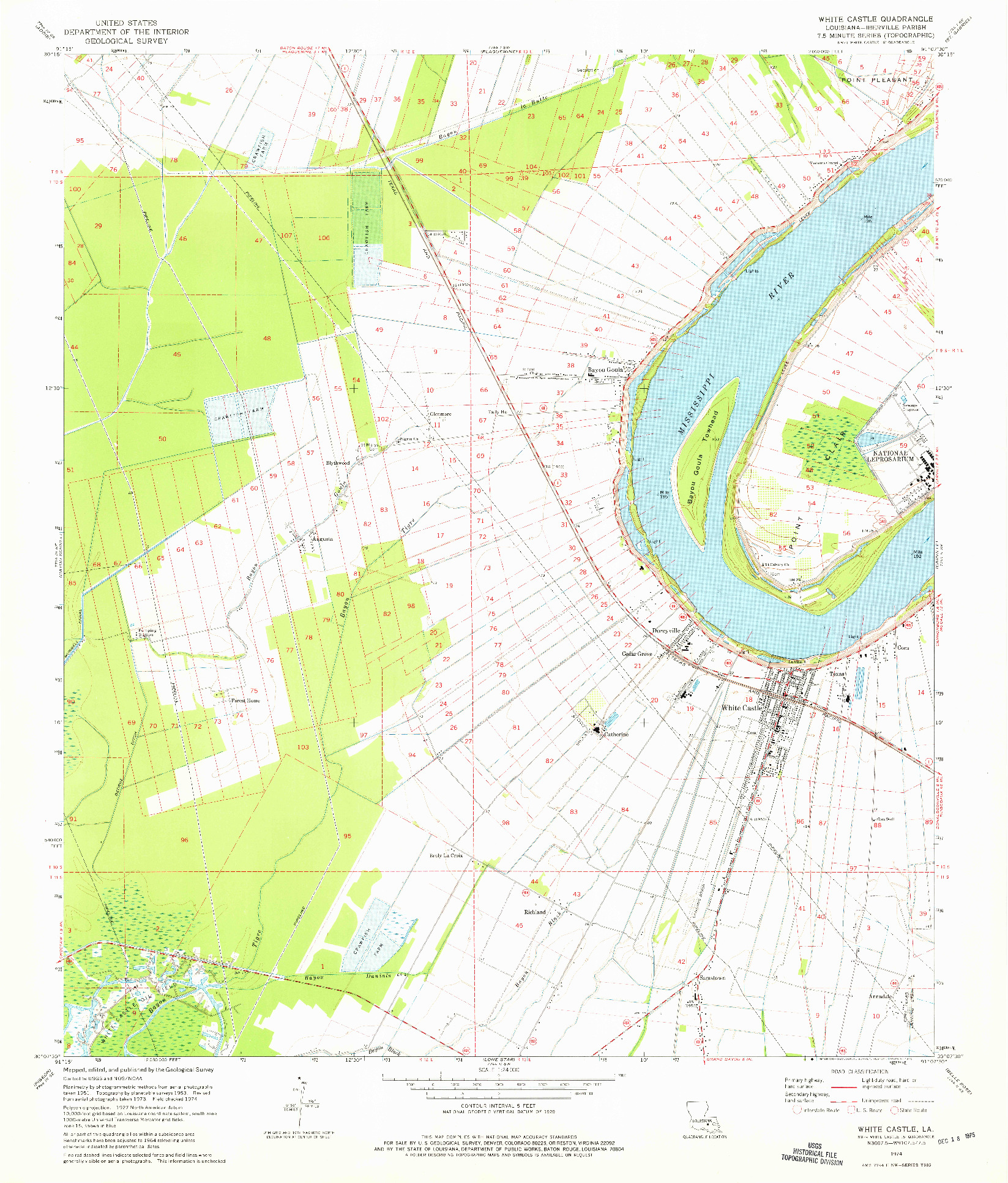 USGS 1:24000-SCALE QUADRANGLE FOR WHITE CASTLE, LA 1974