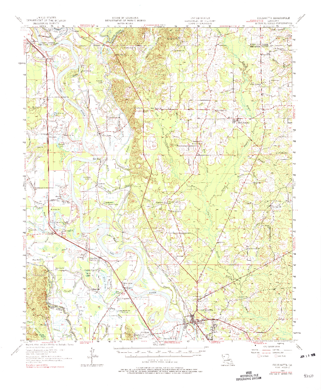 USGS 1:62500-SCALE QUADRANGLE FOR COUSHATTA, LA 1957