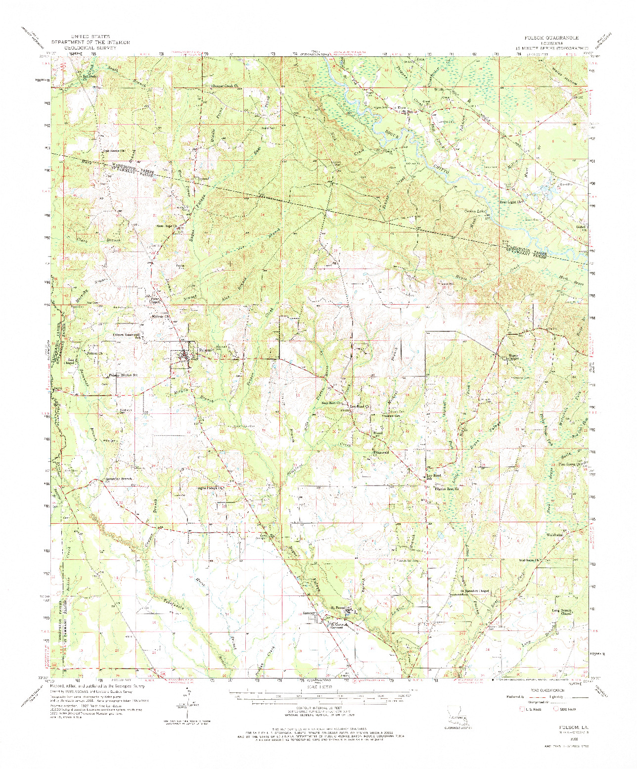 USGS 1:62500-SCALE QUADRANGLE FOR FOLSOM, LA 1958