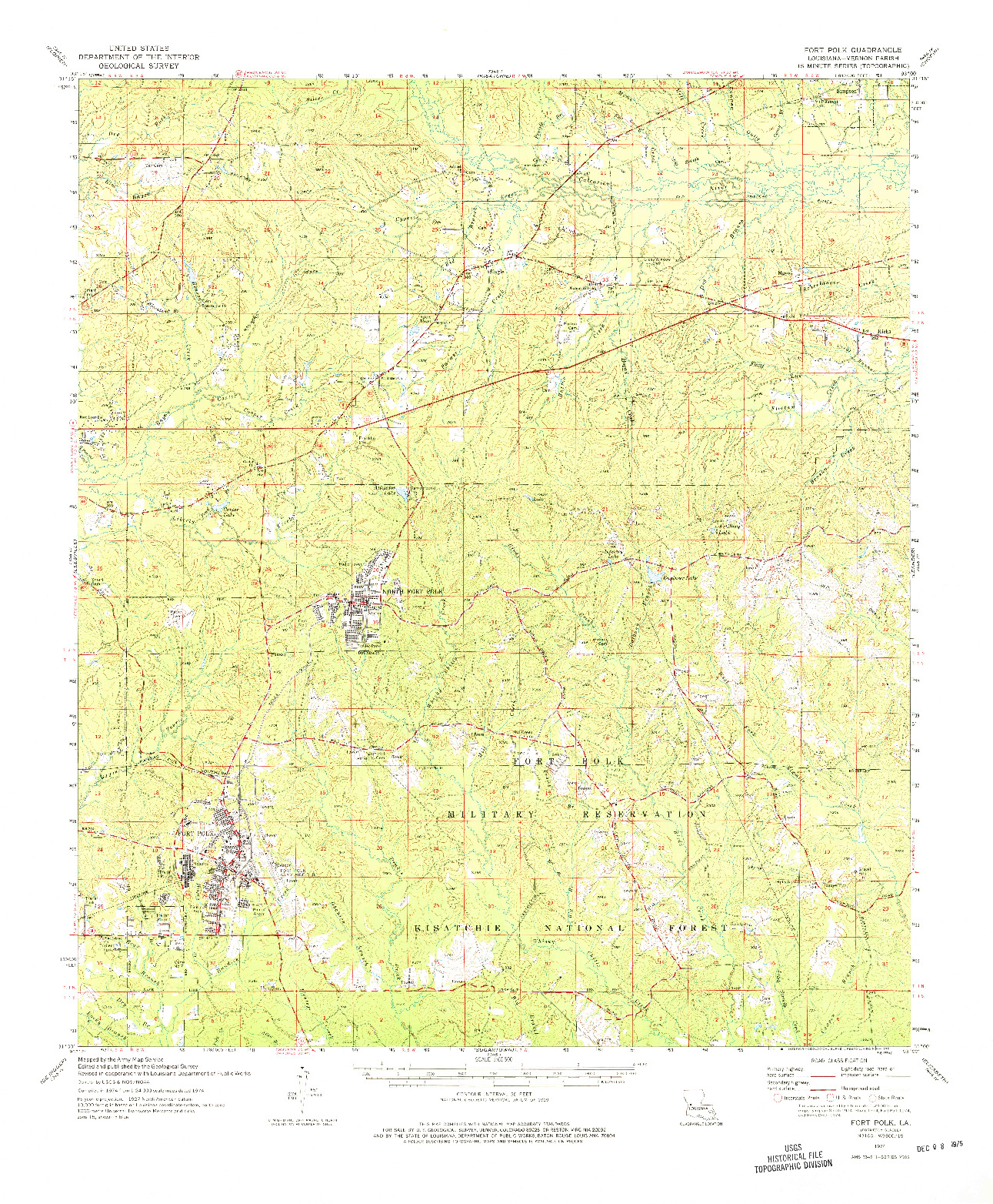 USGS 1:62500-SCALE QUADRANGLE FOR FORT POLK, LA 1974