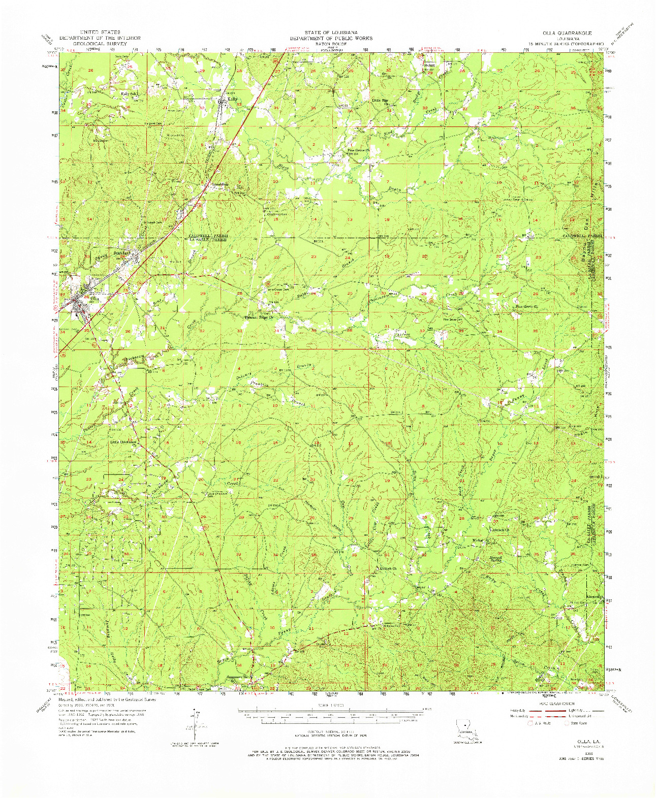 USGS 1:62500-SCALE QUADRANGLE FOR OLLA, LA 1955