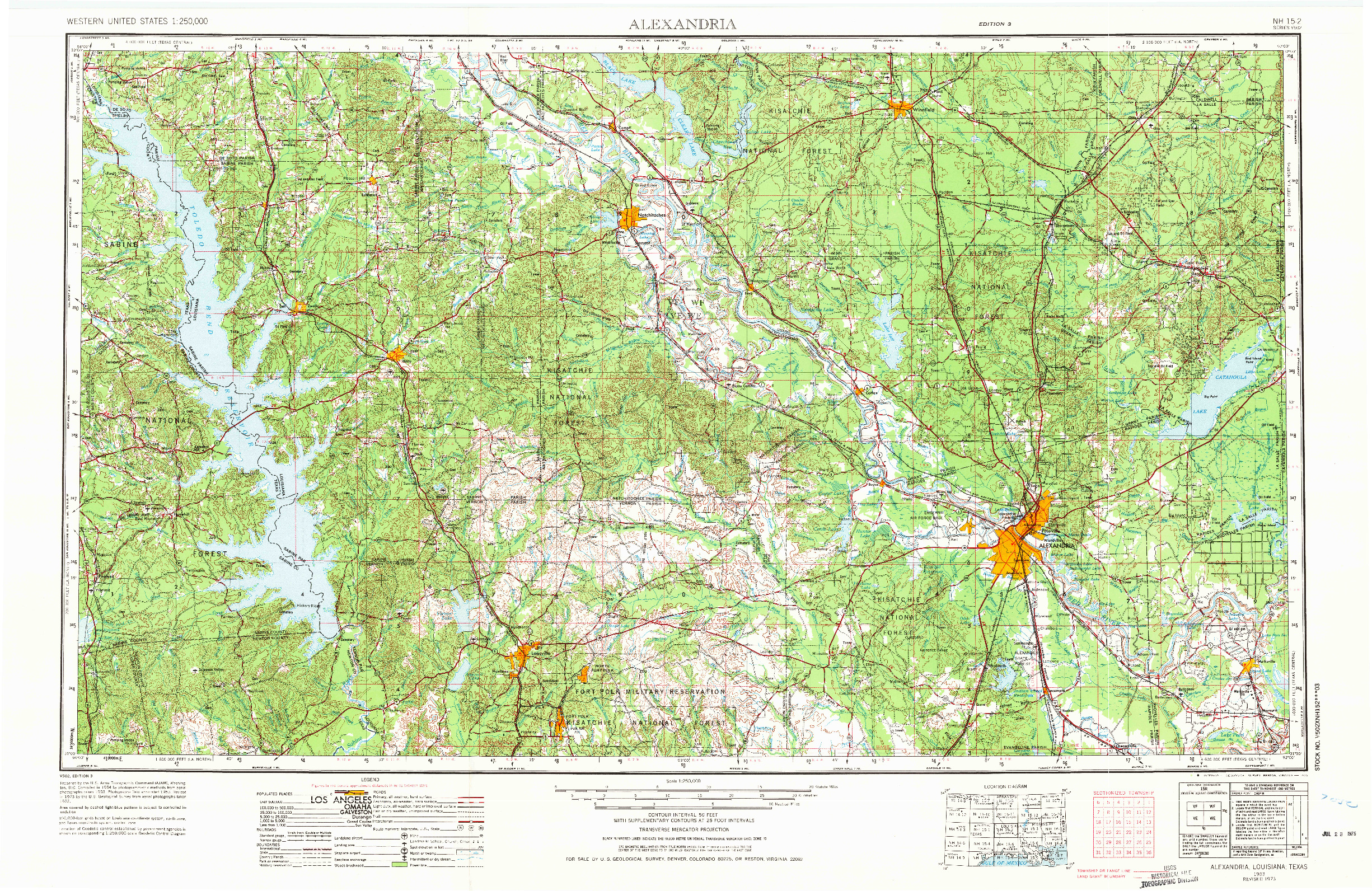 USGS 1:250000-SCALE QUADRANGLE FOR ALEXANDRIA, LA 1953