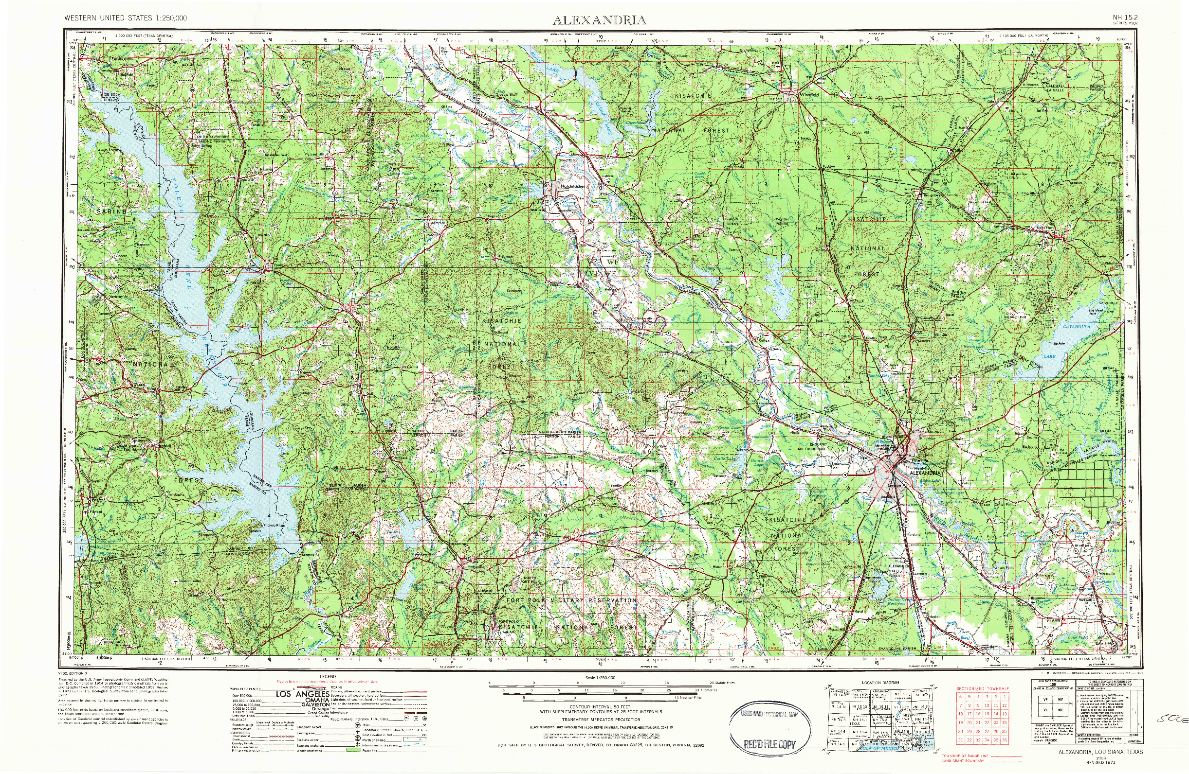USGS 1:250000-SCALE QUADRANGLE FOR ALEXANDRIA, LA 1953