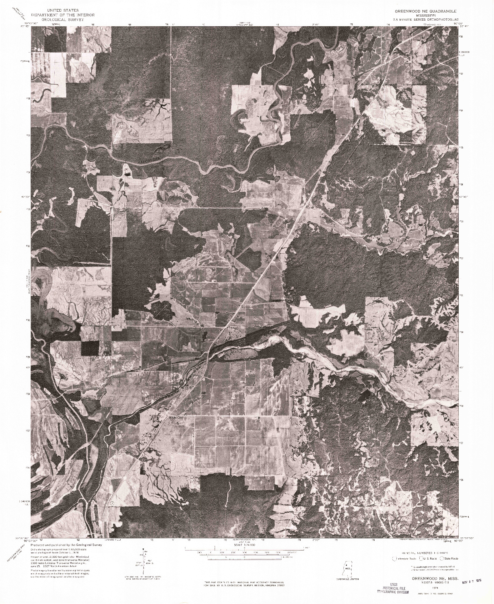 USGS 1:24000-SCALE QUADRANGLE FOR GREENWOOD NE, MS 1974