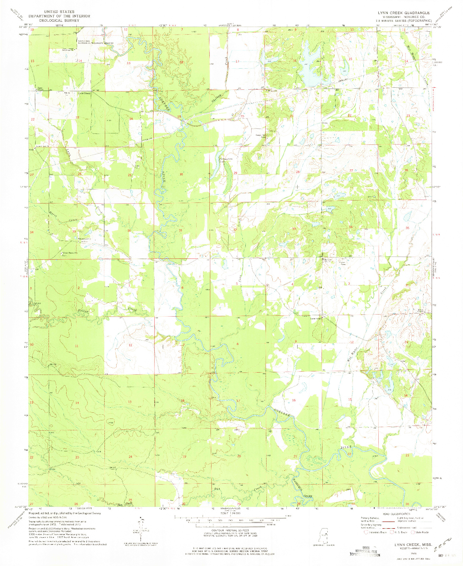 USGS 1:24000-SCALE QUADRANGLE FOR LYNN CREEK, MS 1973