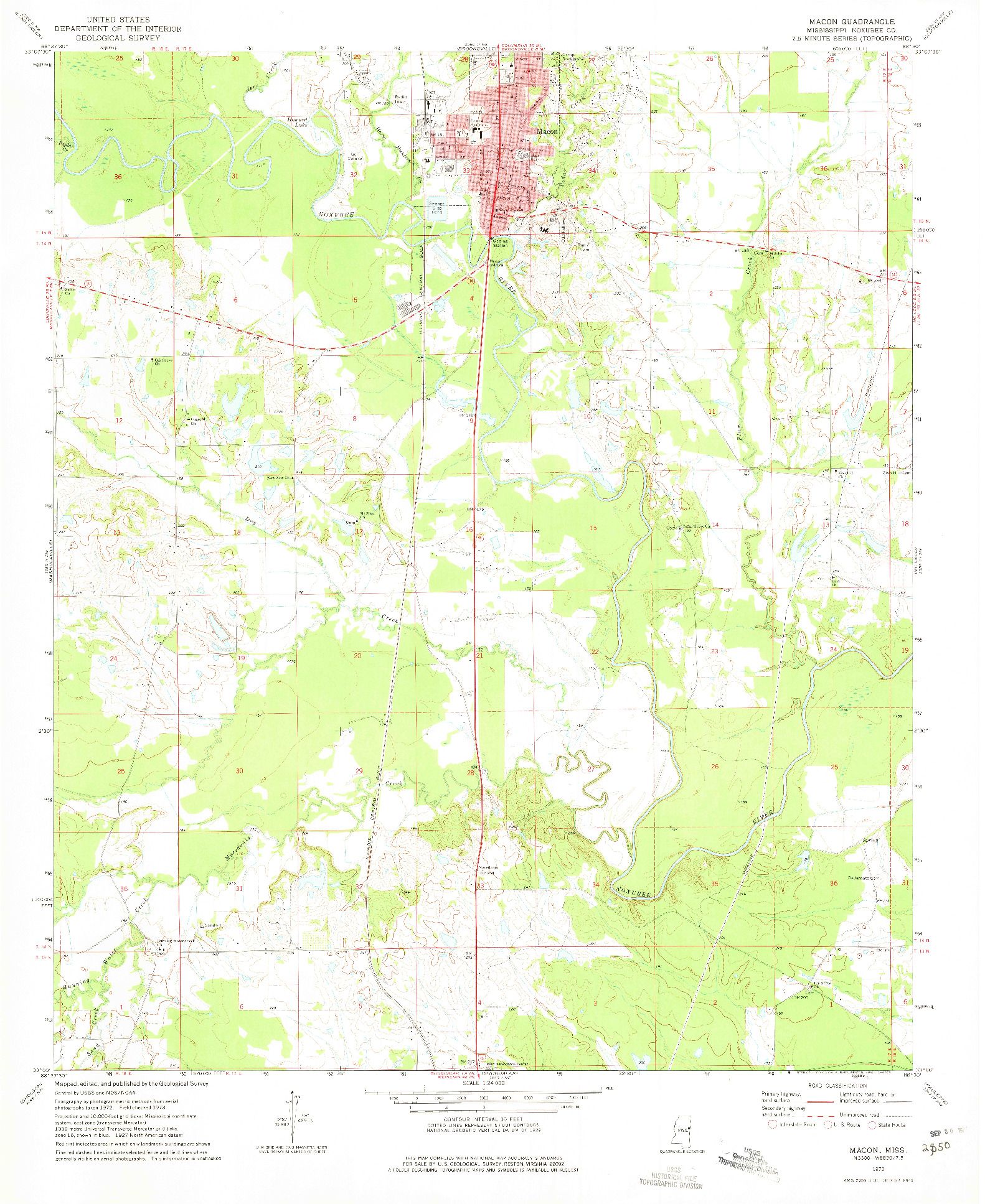 USGS 1:24000-SCALE QUADRANGLE FOR MACON, MS 1973