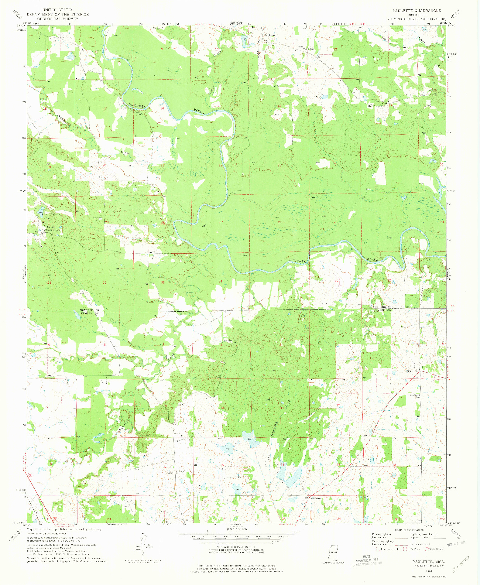 USGS 1:24000-SCALE QUADRANGLE FOR PAULETTE, MS 1973