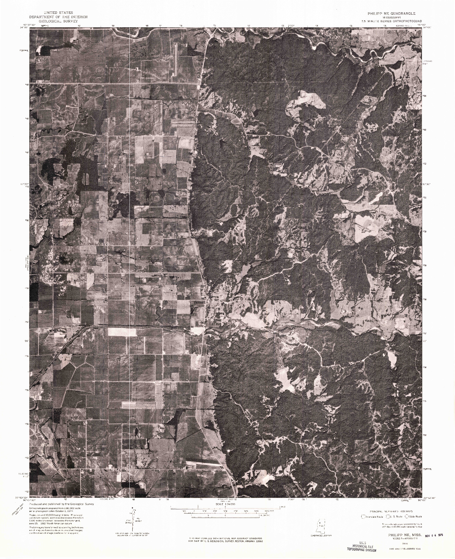 USGS 1:24000-SCALE QUADRANGLE FOR PHILIPP NE, MS 1974