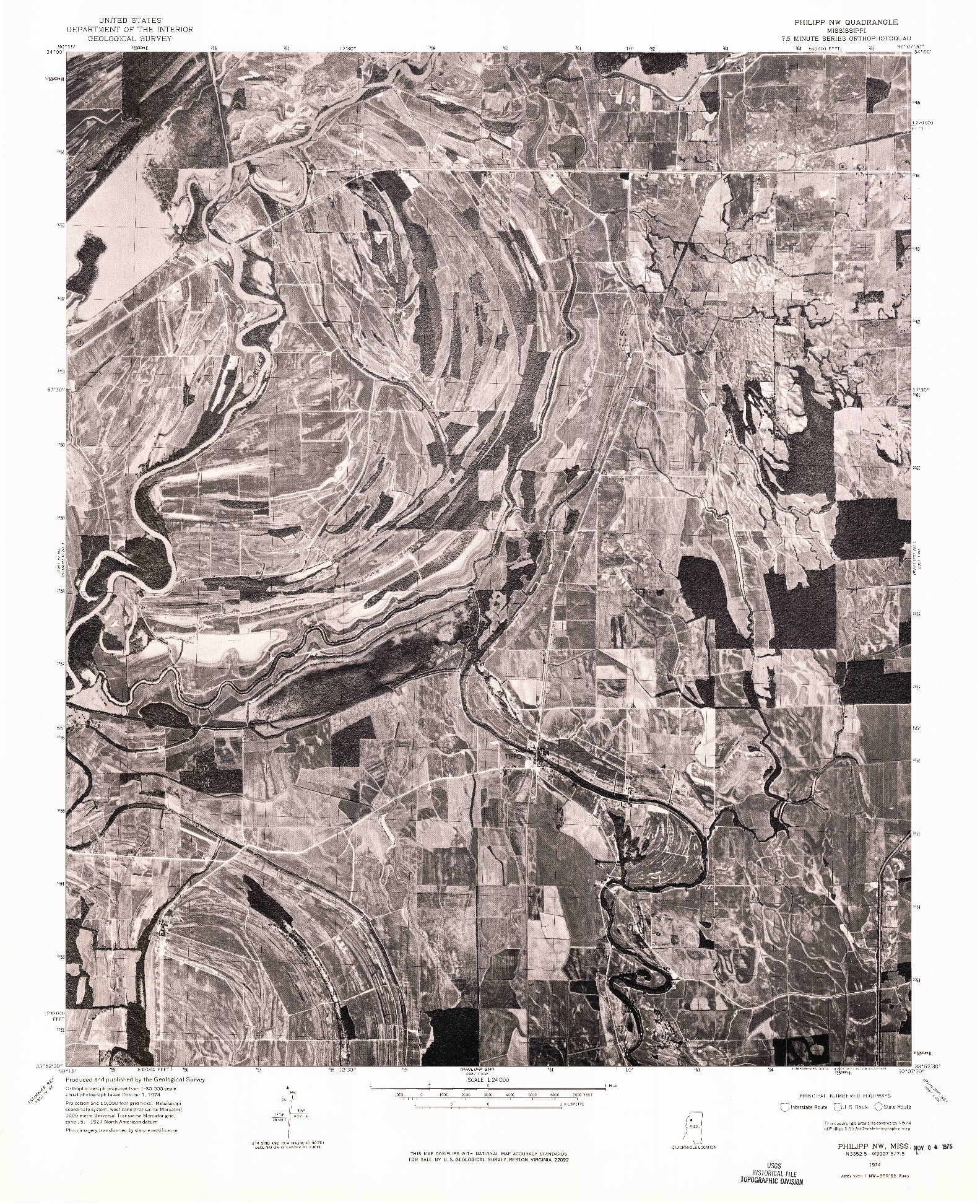 USGS 1:24000-SCALE QUADRANGLE FOR PHILIPP NW, MS 1974