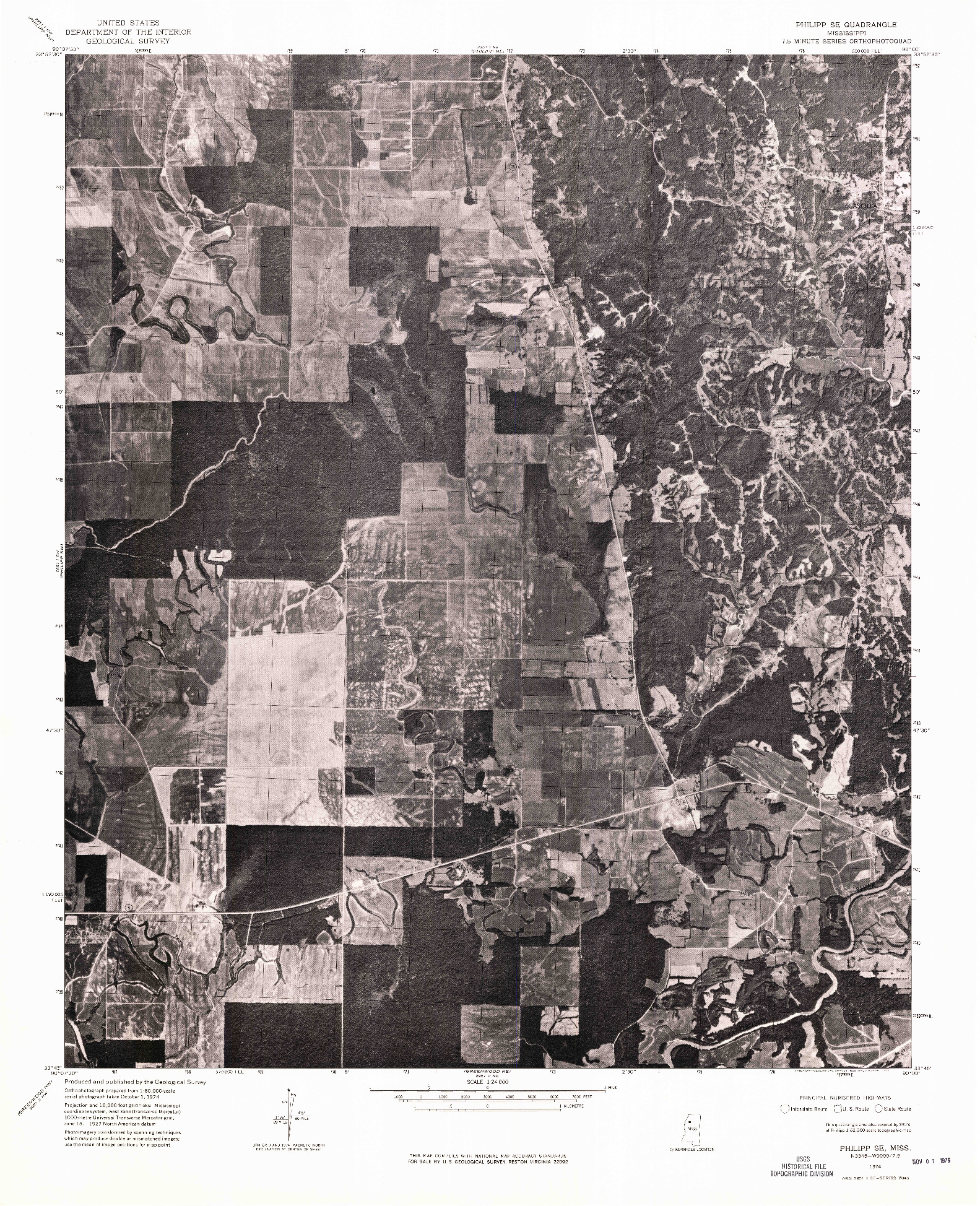 USGS 1:24000-SCALE QUADRANGLE FOR PHILIPP SE, MS 1974