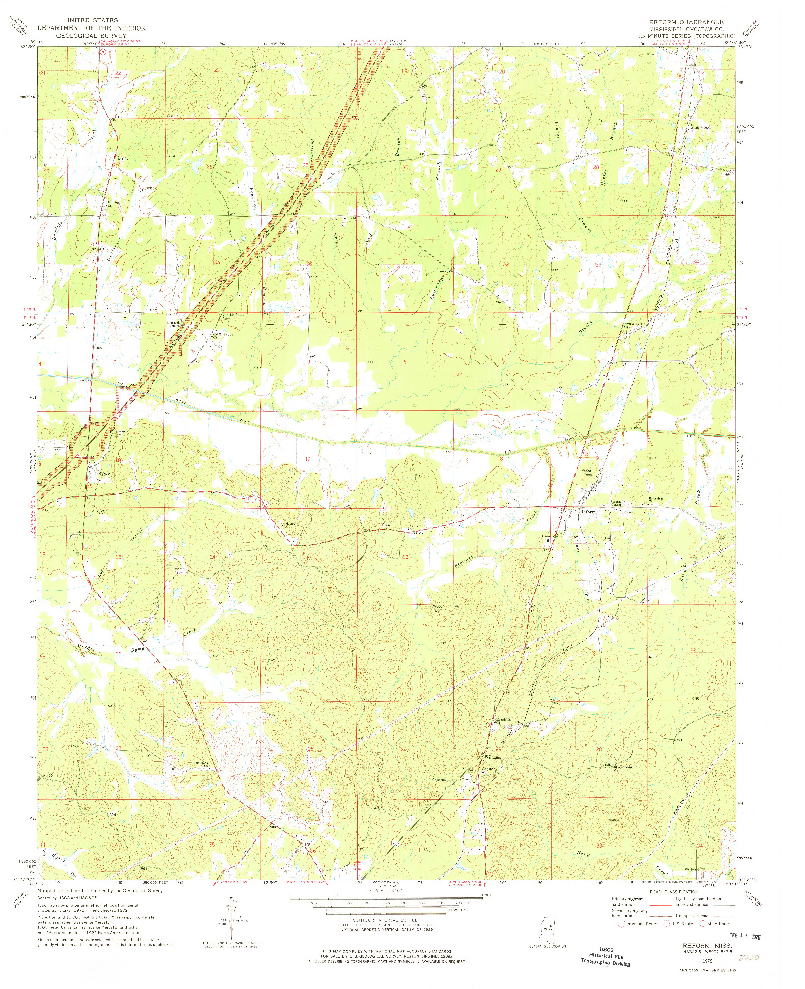 USGS 1:24000-SCALE QUADRANGLE FOR REFORM, MS 1972