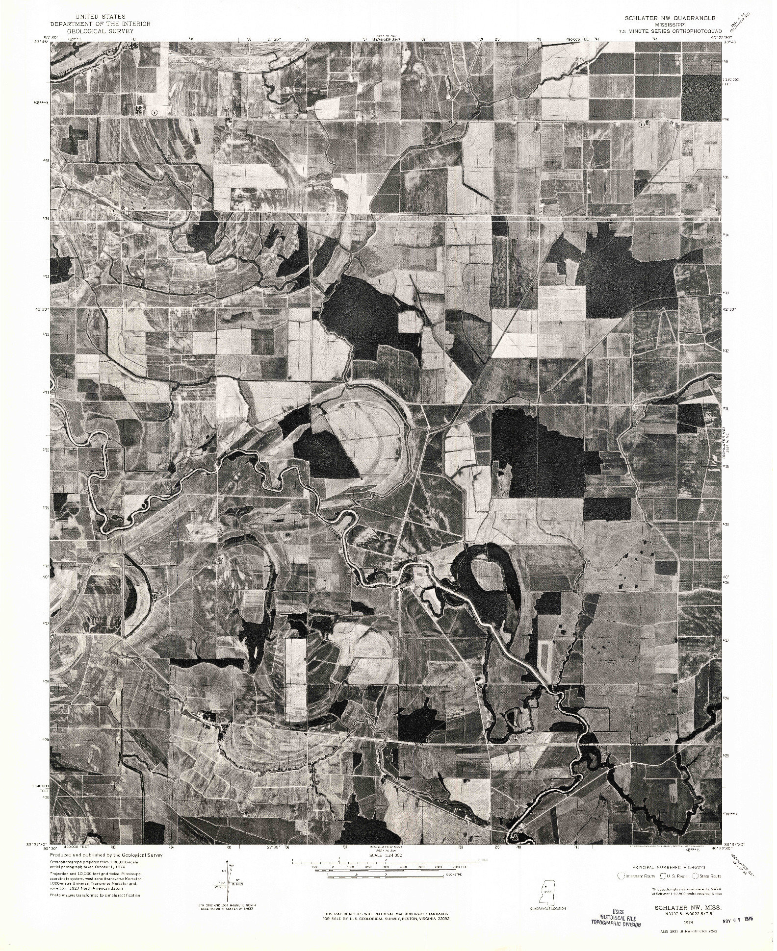 USGS 1:24000-SCALE QUADRANGLE FOR SCHLATER NW, MS 1974