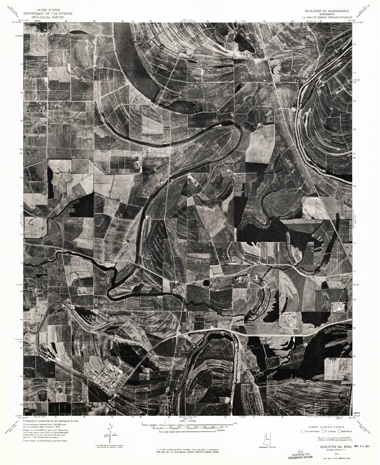 USGS 1:24000-SCALE QUADRANGLE FOR SCHLATER SE, MS 1974