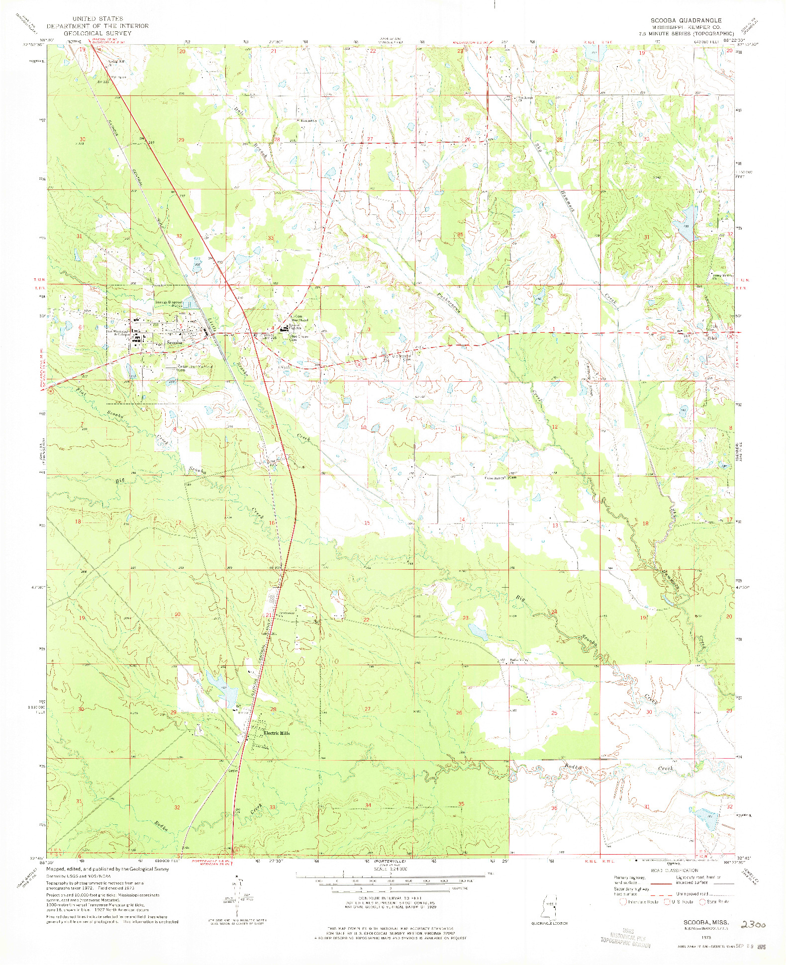 USGS 1:24000-SCALE QUADRANGLE FOR SCOOBA, MS 1973