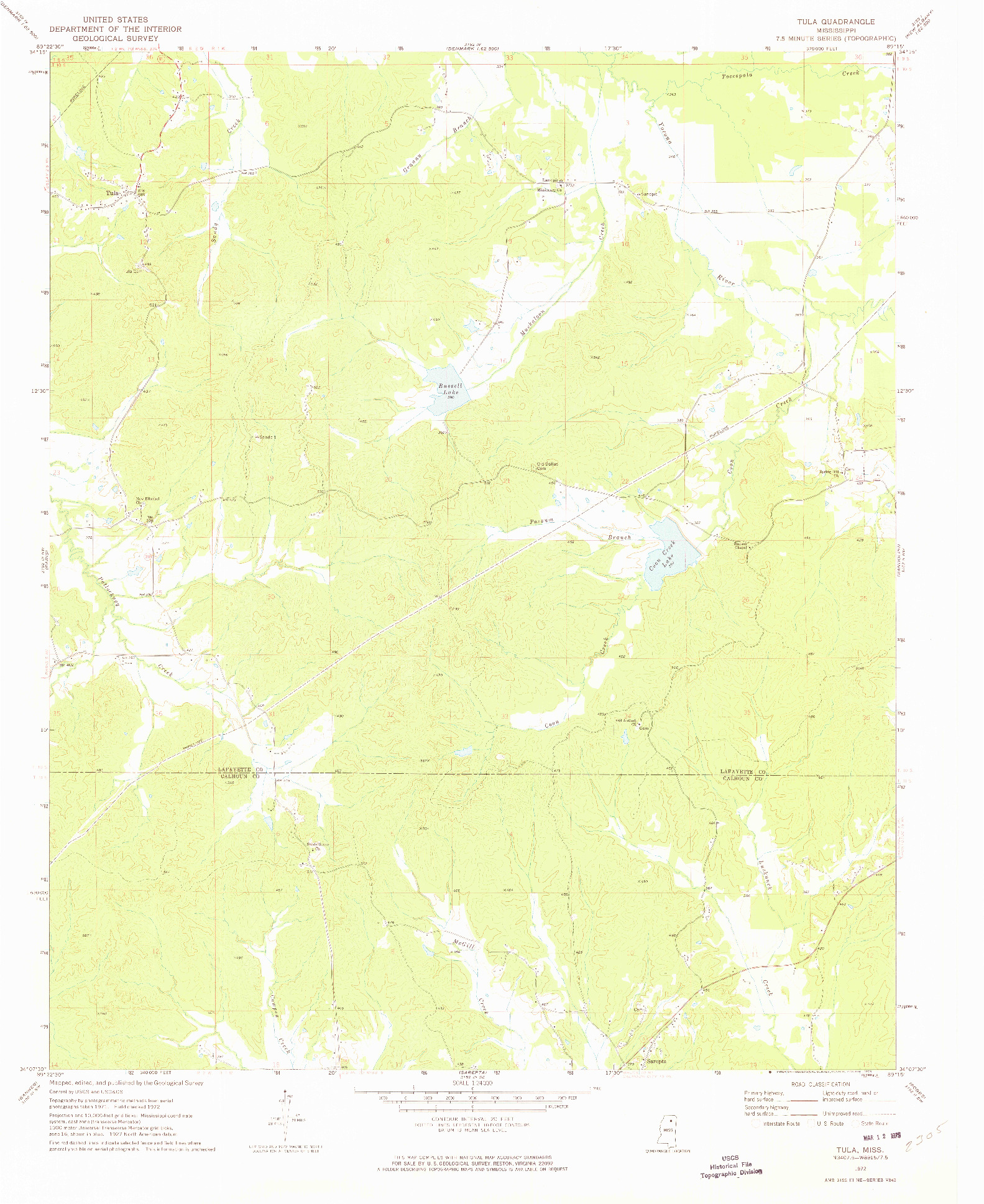 USGS 1:24000-SCALE QUADRANGLE FOR TULA, MS 1972