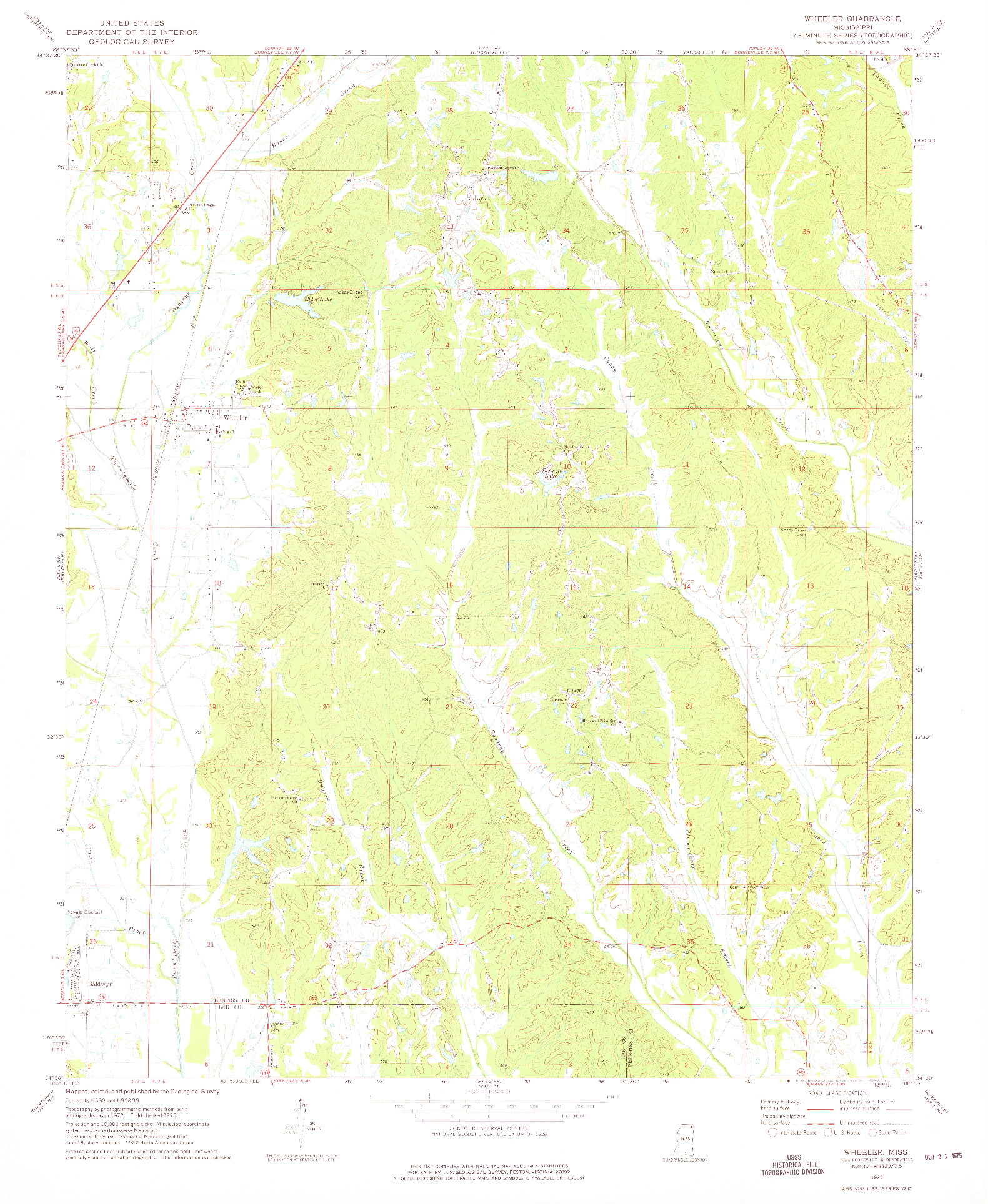 USGS 1:24000-SCALE QUADRANGLE FOR WHEELER, MS 1973