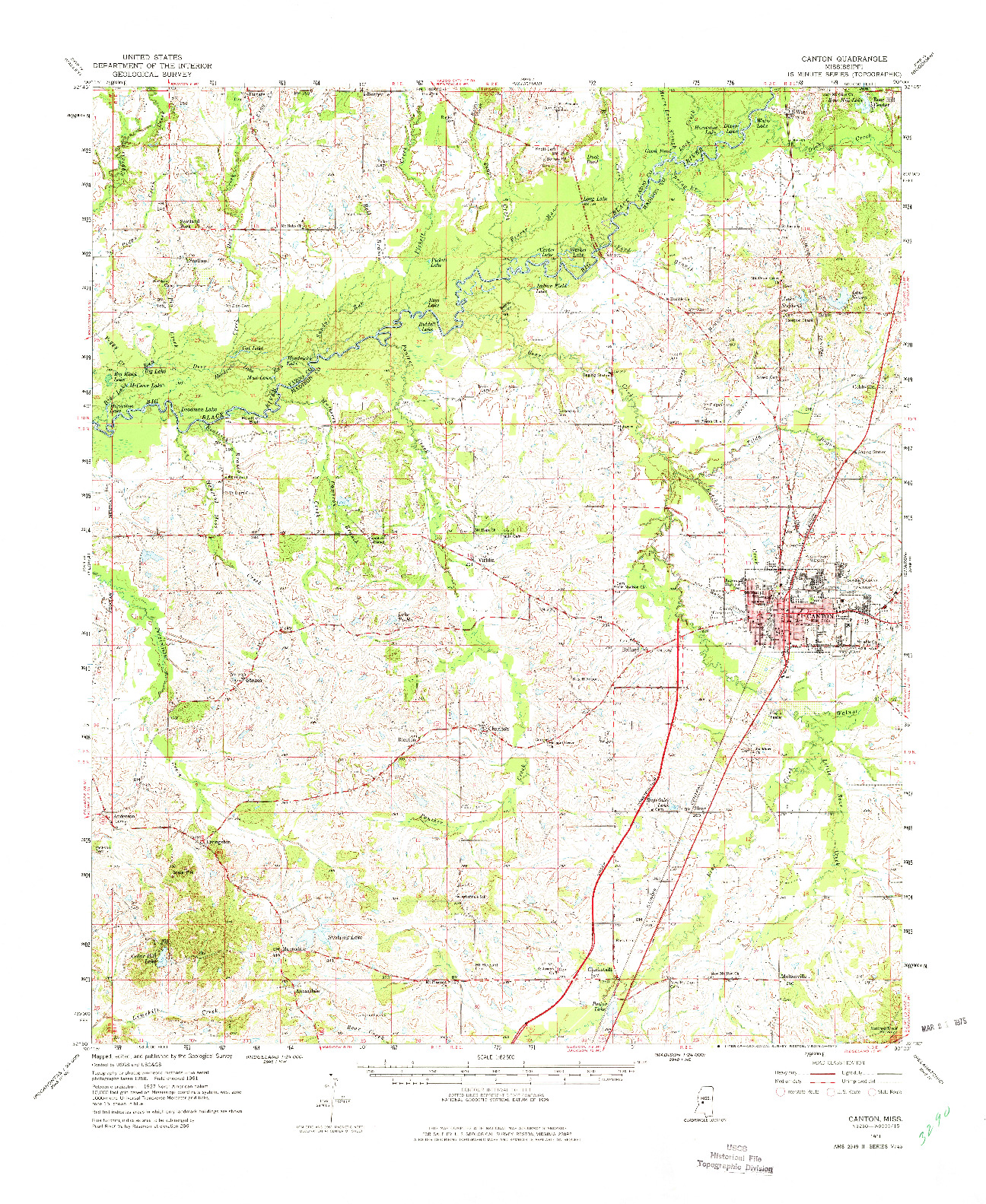 USGS 1:62500-SCALE QUADRANGLE FOR CANTON, MS 1961