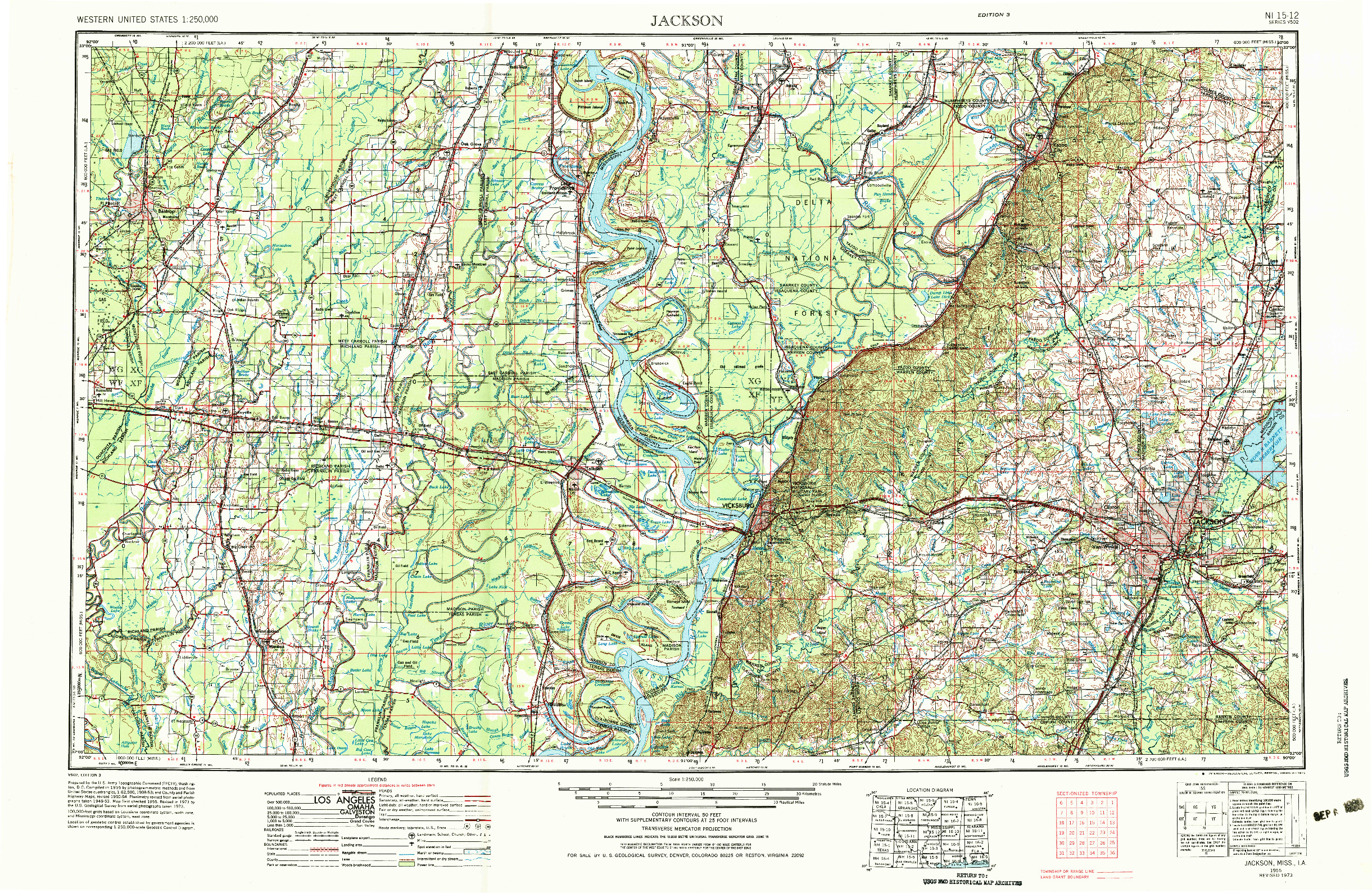 USGS 1:250000-SCALE QUADRANGLE FOR JACKSON, MS 1955