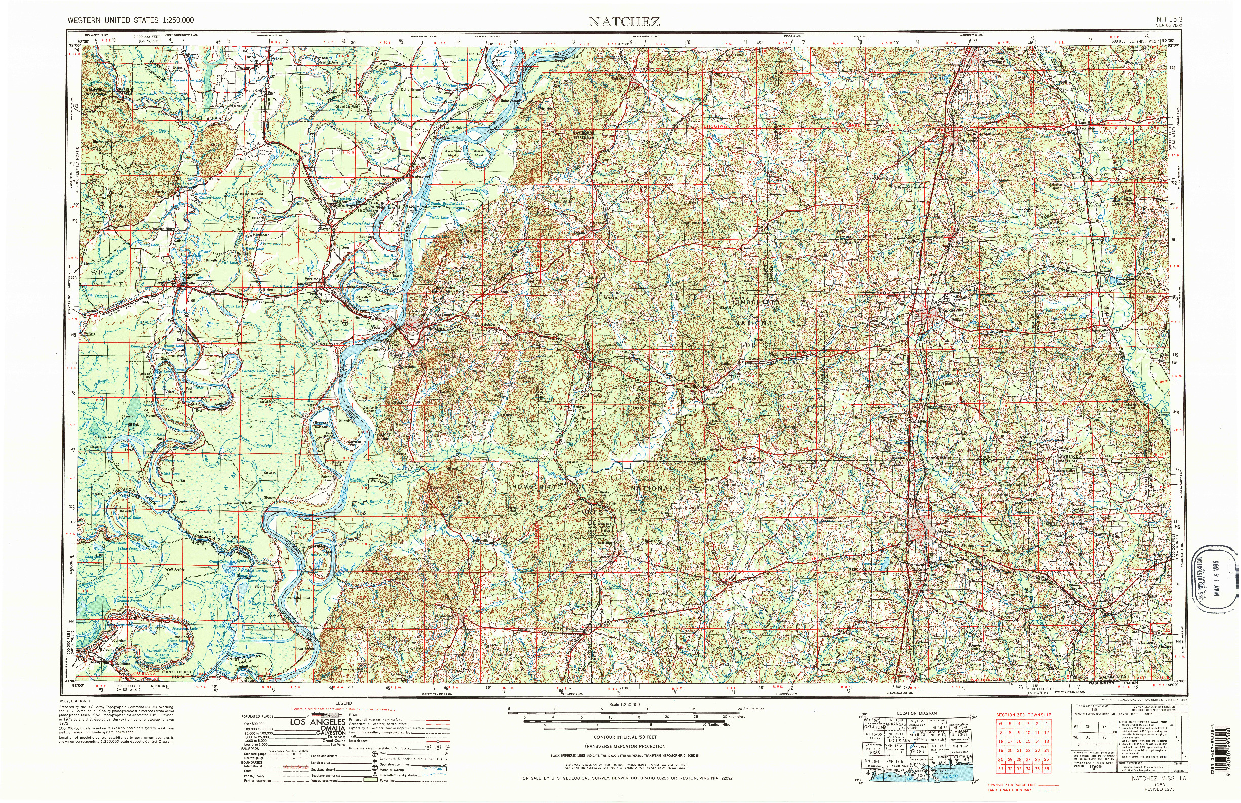 USGS 1:250000-SCALE QUADRANGLE FOR NATCHEZ, MS 1953