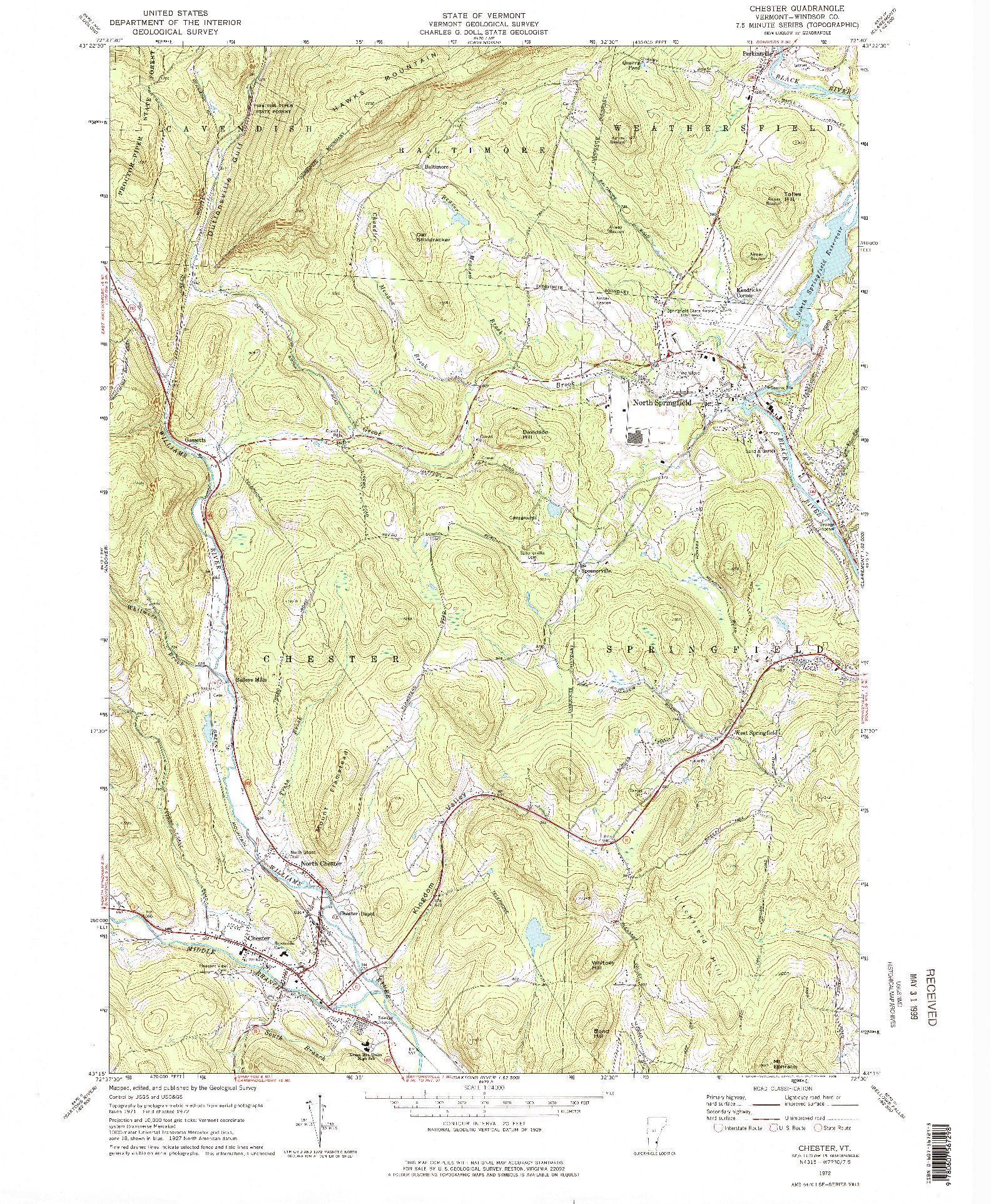 USGS 1:24000-SCALE QUADRANGLE FOR CHESTER, VT 1972