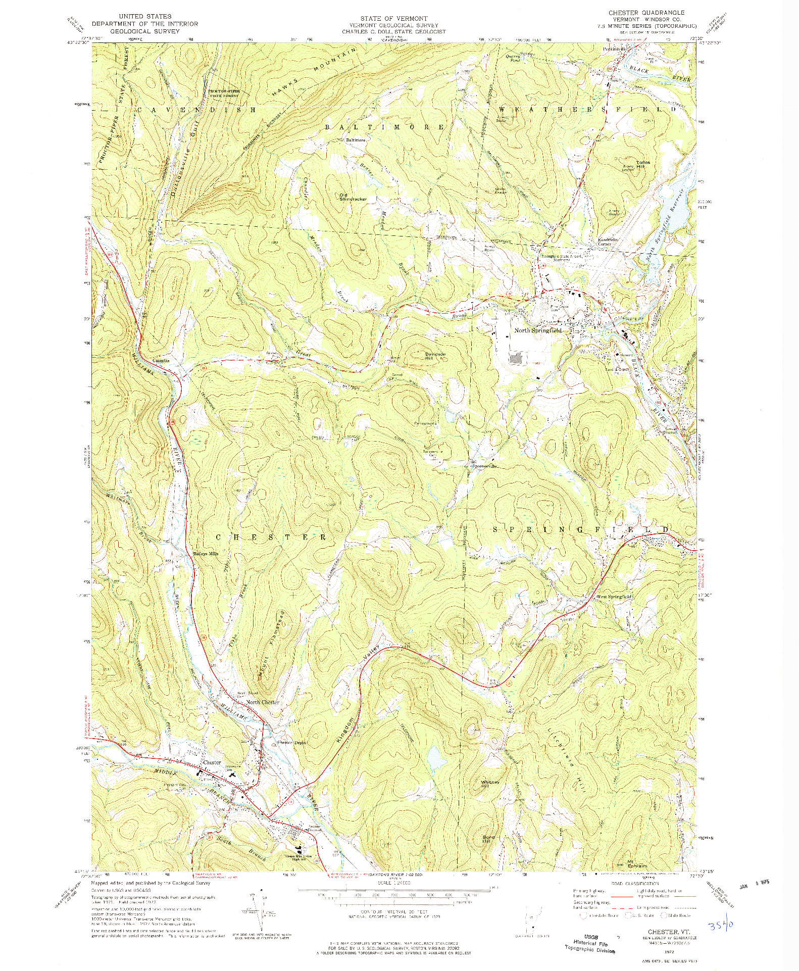 USGS 1:24000-SCALE QUADRANGLE FOR CHESTER, VT 1972