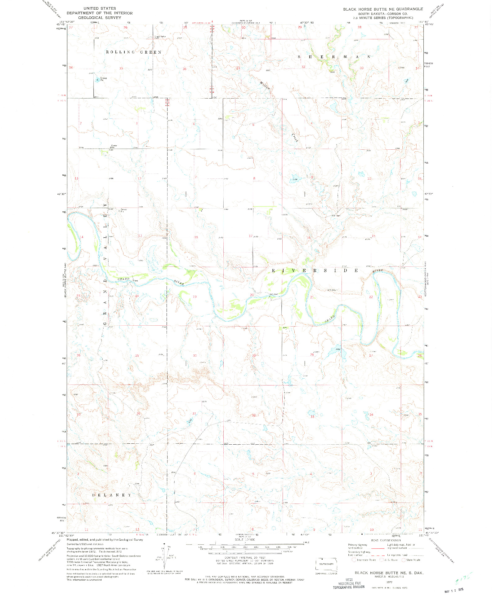 USGS 1:24000-SCALE QUADRANGLE FOR BLACK HORSE BUTTE NE, SD 1972