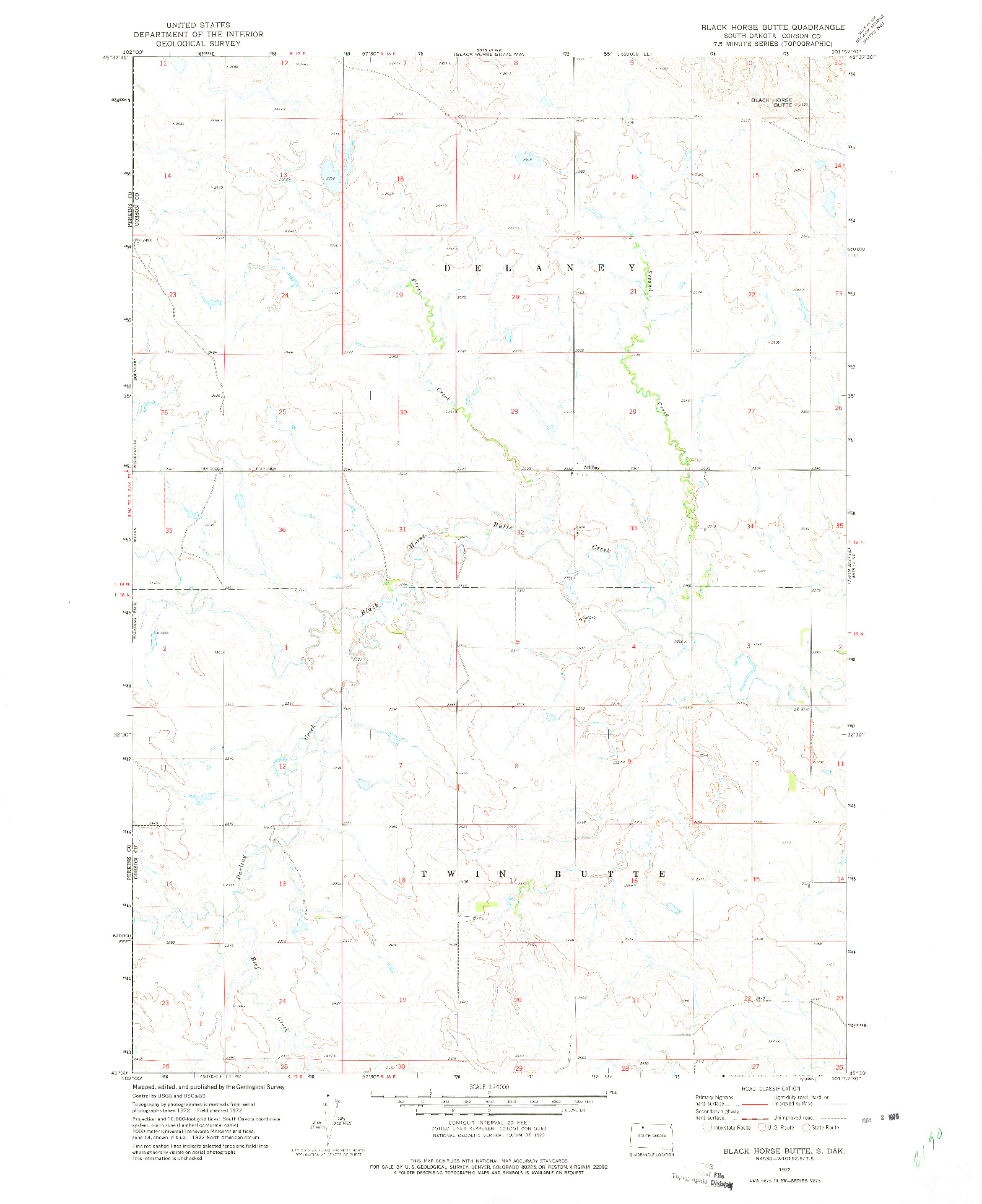 USGS 1:24000-SCALE QUADRANGLE FOR BLACK HORSE BUTTE, SD 1972