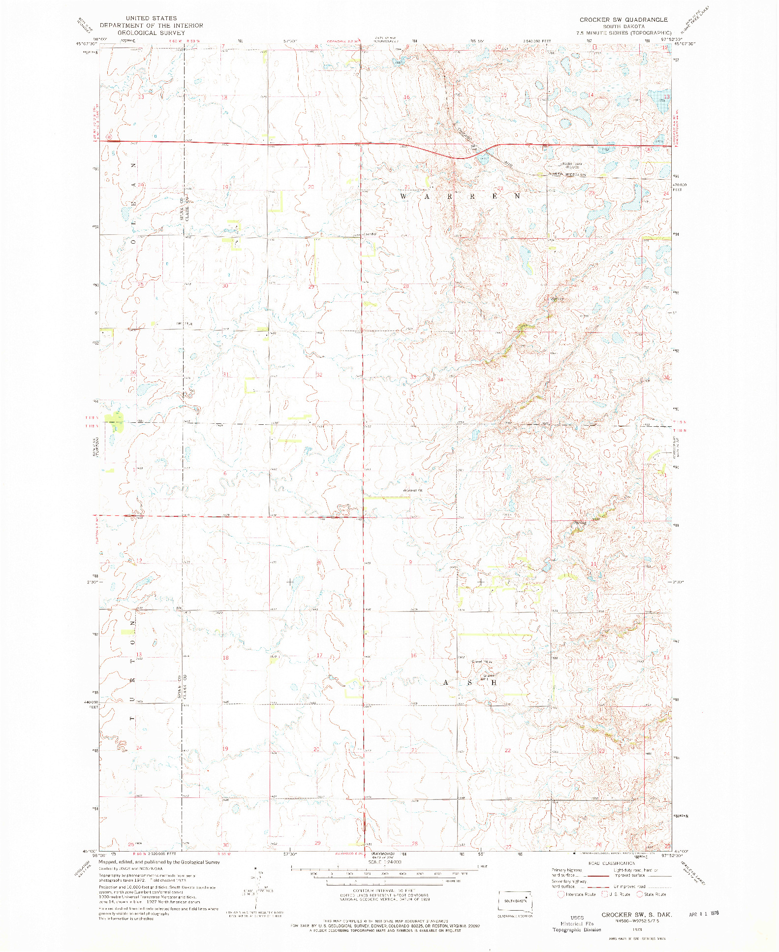 USGS 1:24000-SCALE QUADRANGLE FOR CROCKER SW, SD 1973